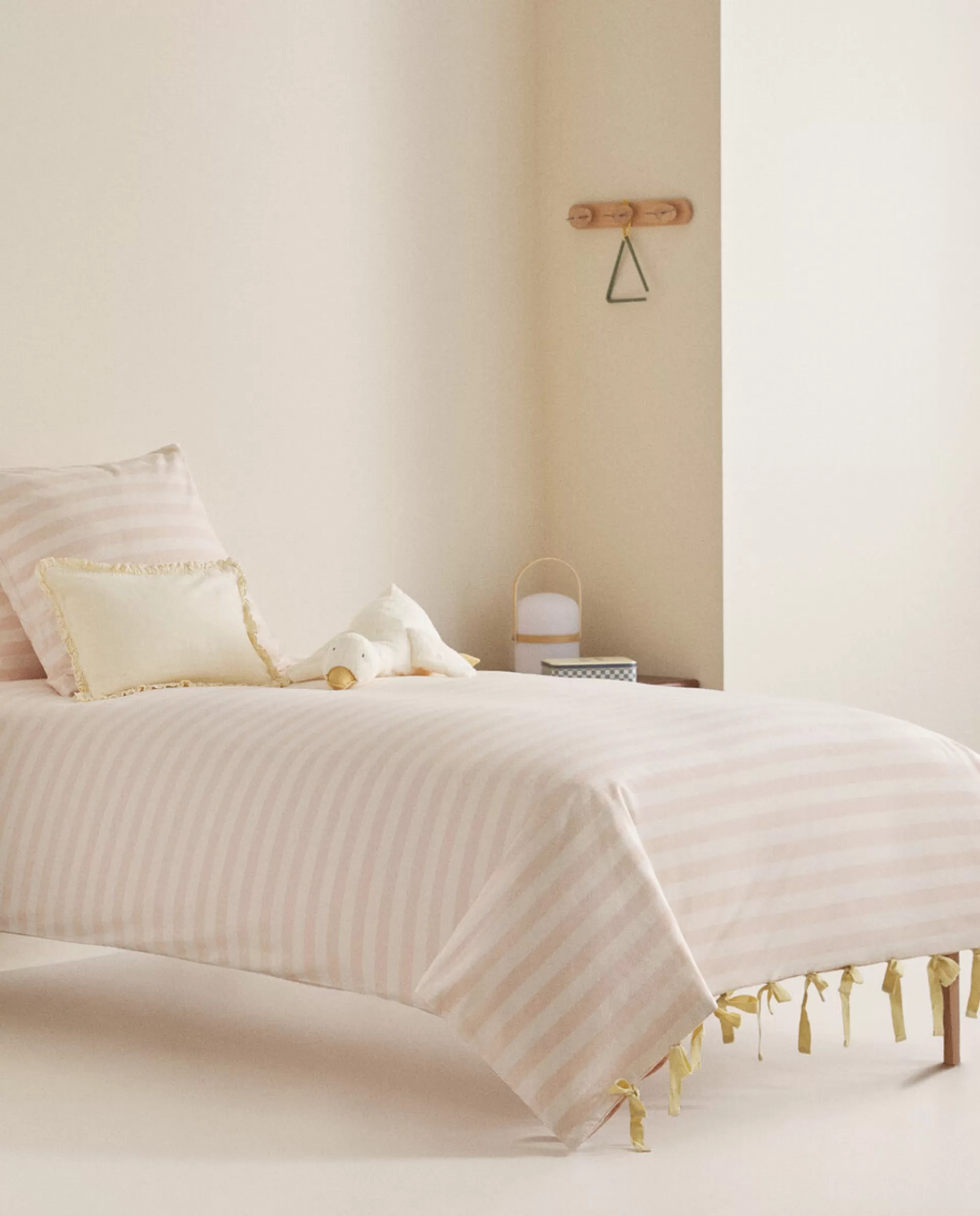 ZARA Home Striped Flannel Duvet Cover Pink Cheap