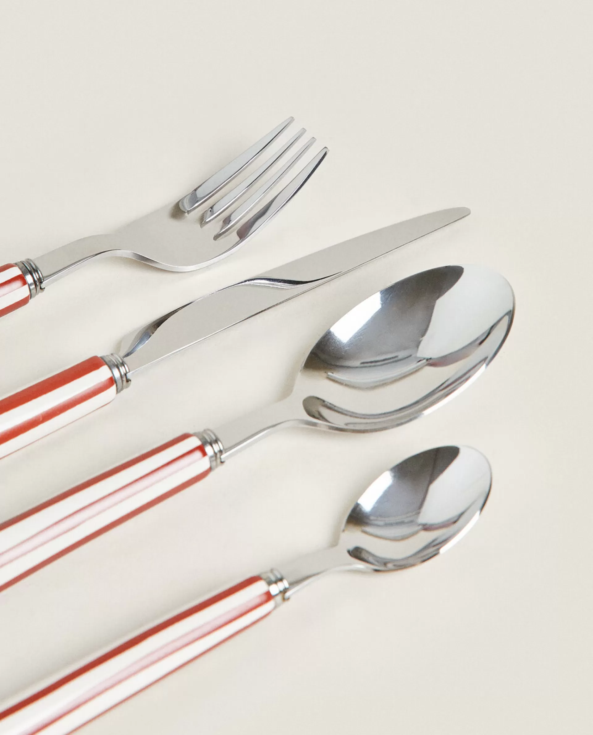 ZARA Home Striped Flatware Set (4 Pieces) Russet Clearance