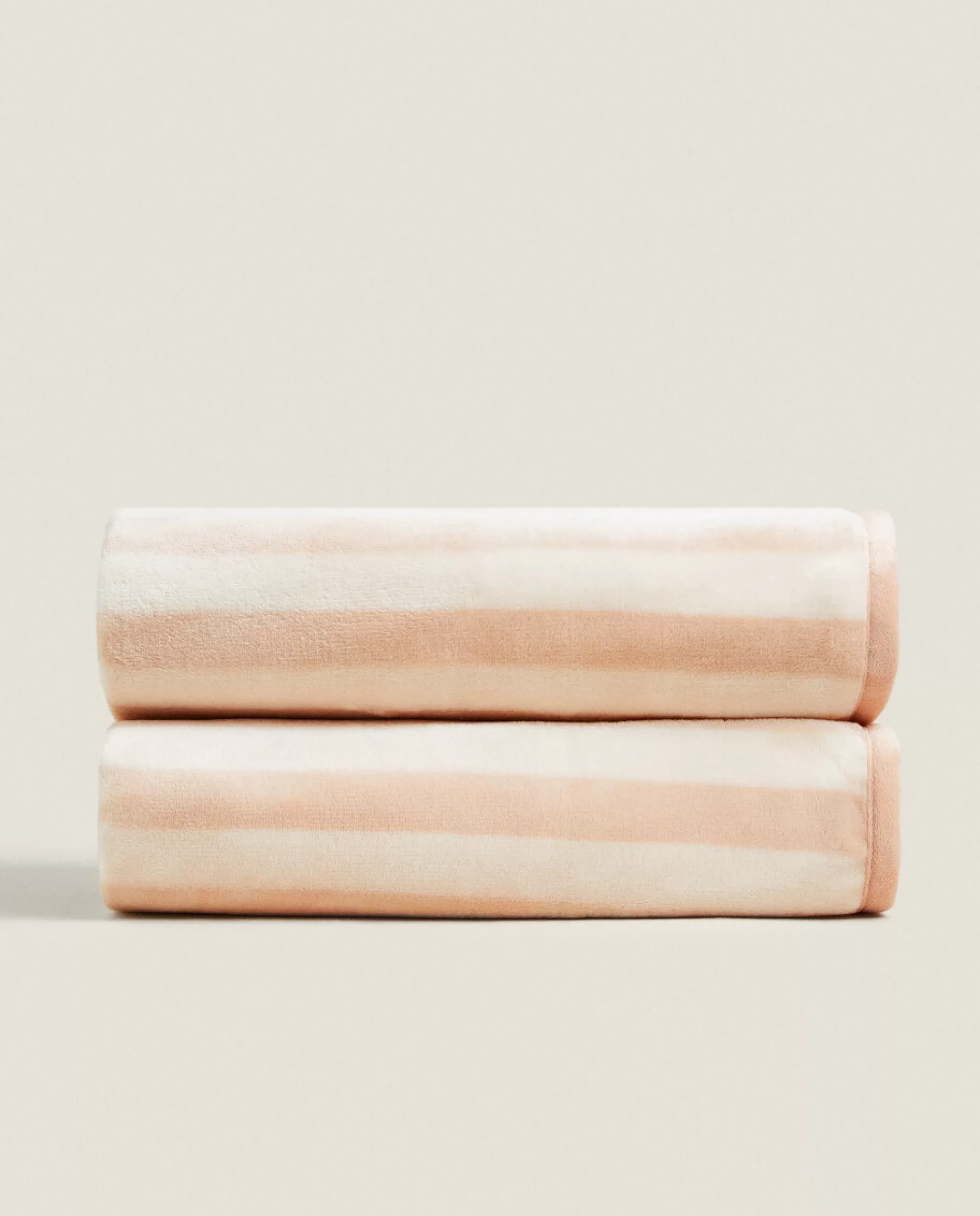 ZARA Home Striped Fleece Blanket Pink Shop