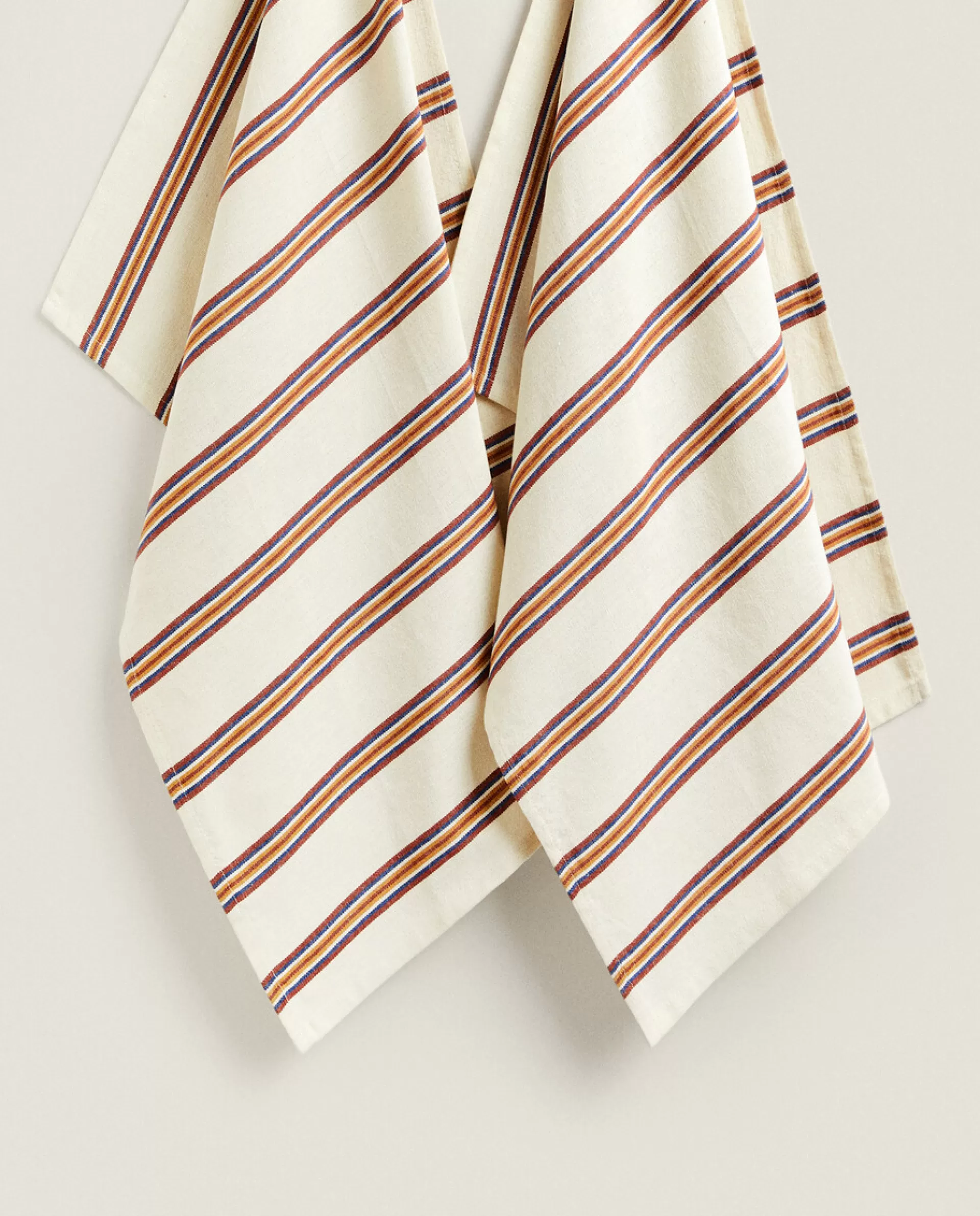ZARA Home Striped Kitchen Towels (Pack Of 2) Cream Flash Sale