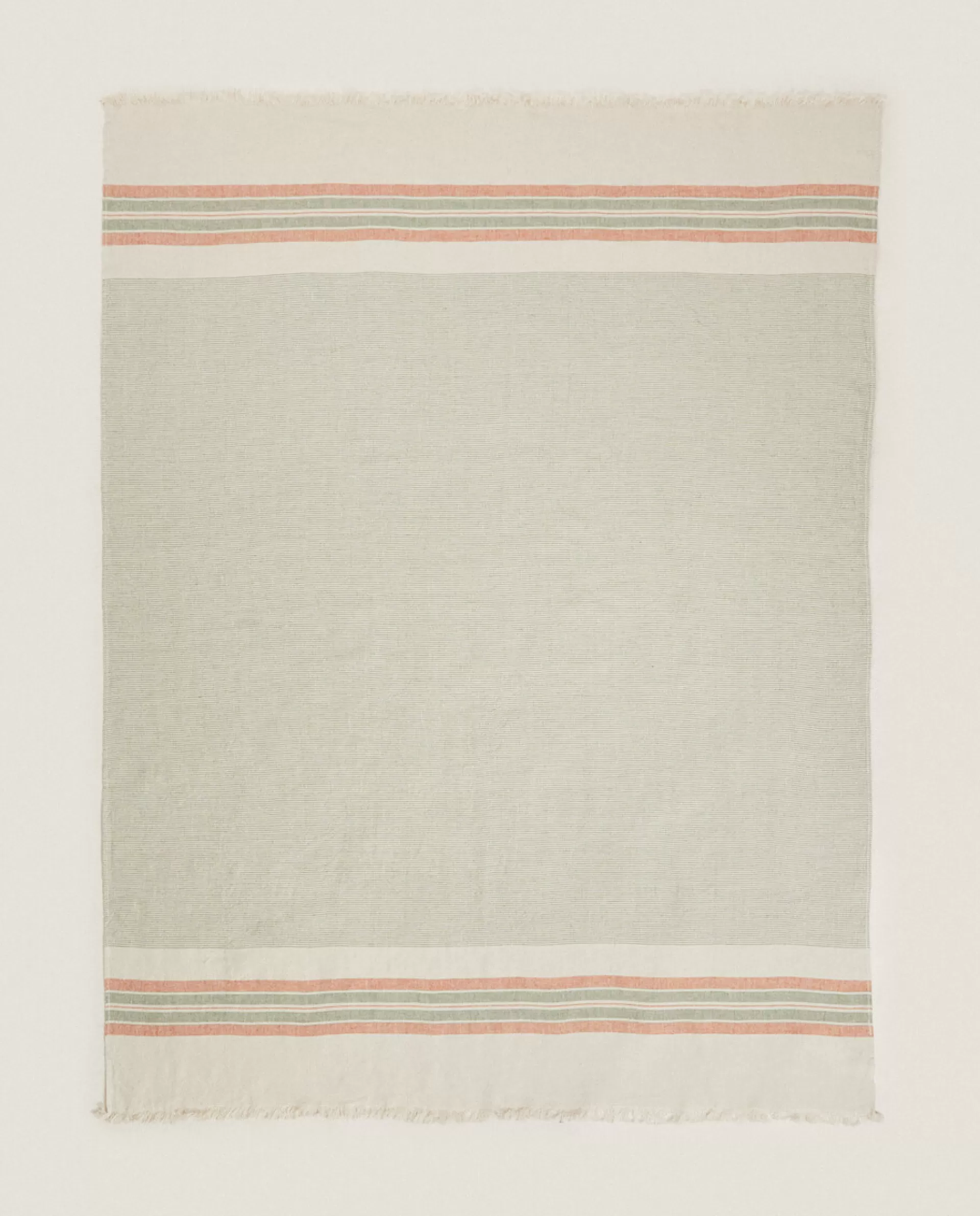 ZARA Home Striped Linen Blanket Natural Colour Cheap