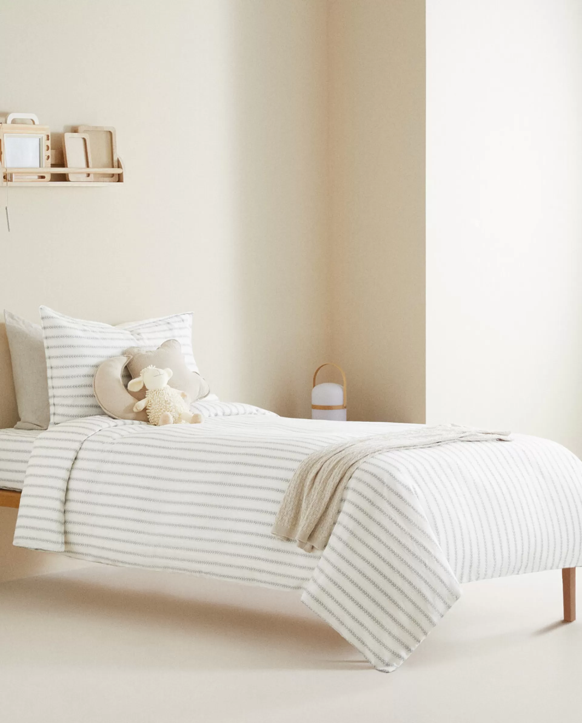 ZARA Home Striped Linen Duvet Cover Oyster White Store