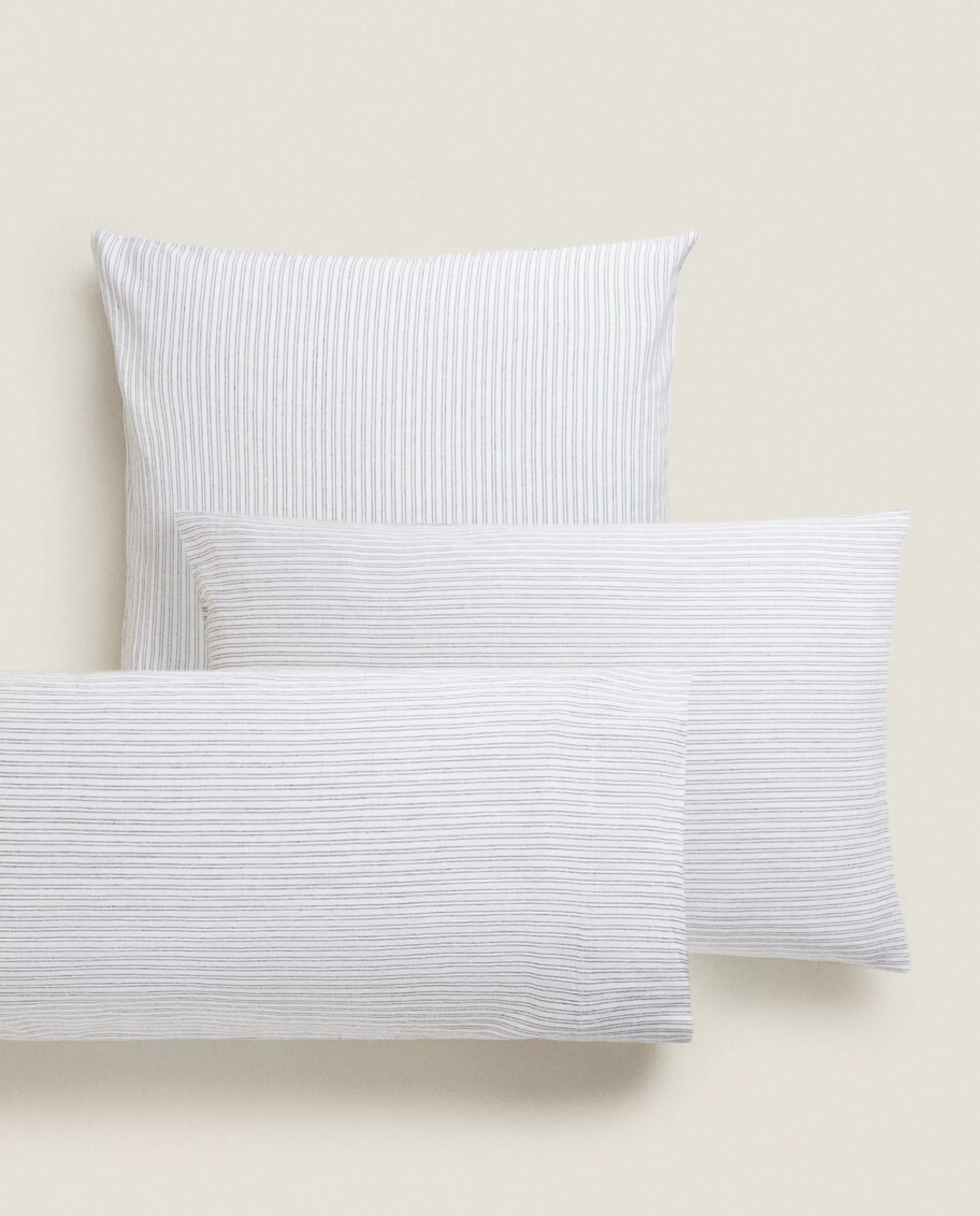 ZARA Home Striped Linen Pillowcase Blue Flash Sale