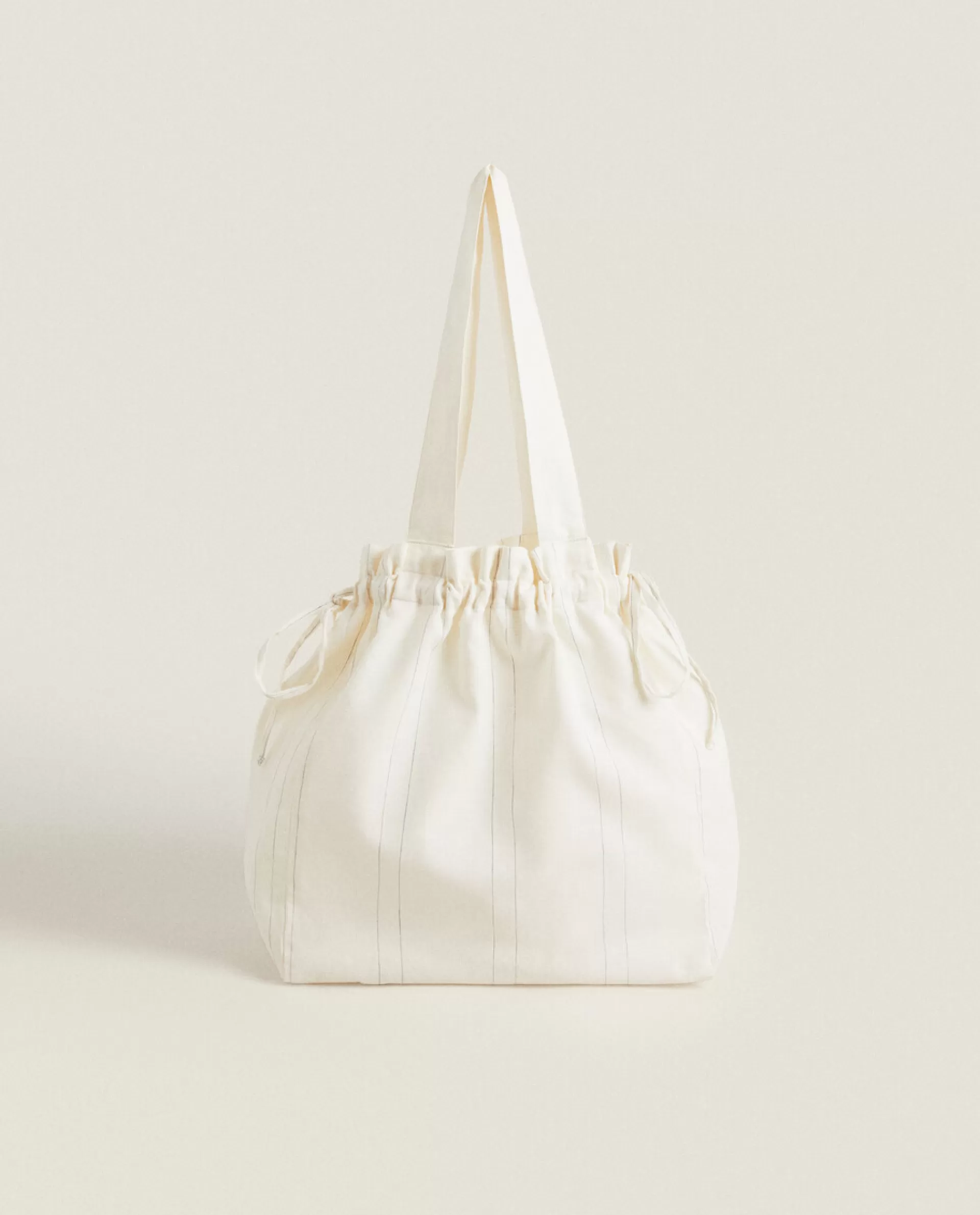 ZARA Home Striped Travel Laundry Bag Ecru/Black Cheap