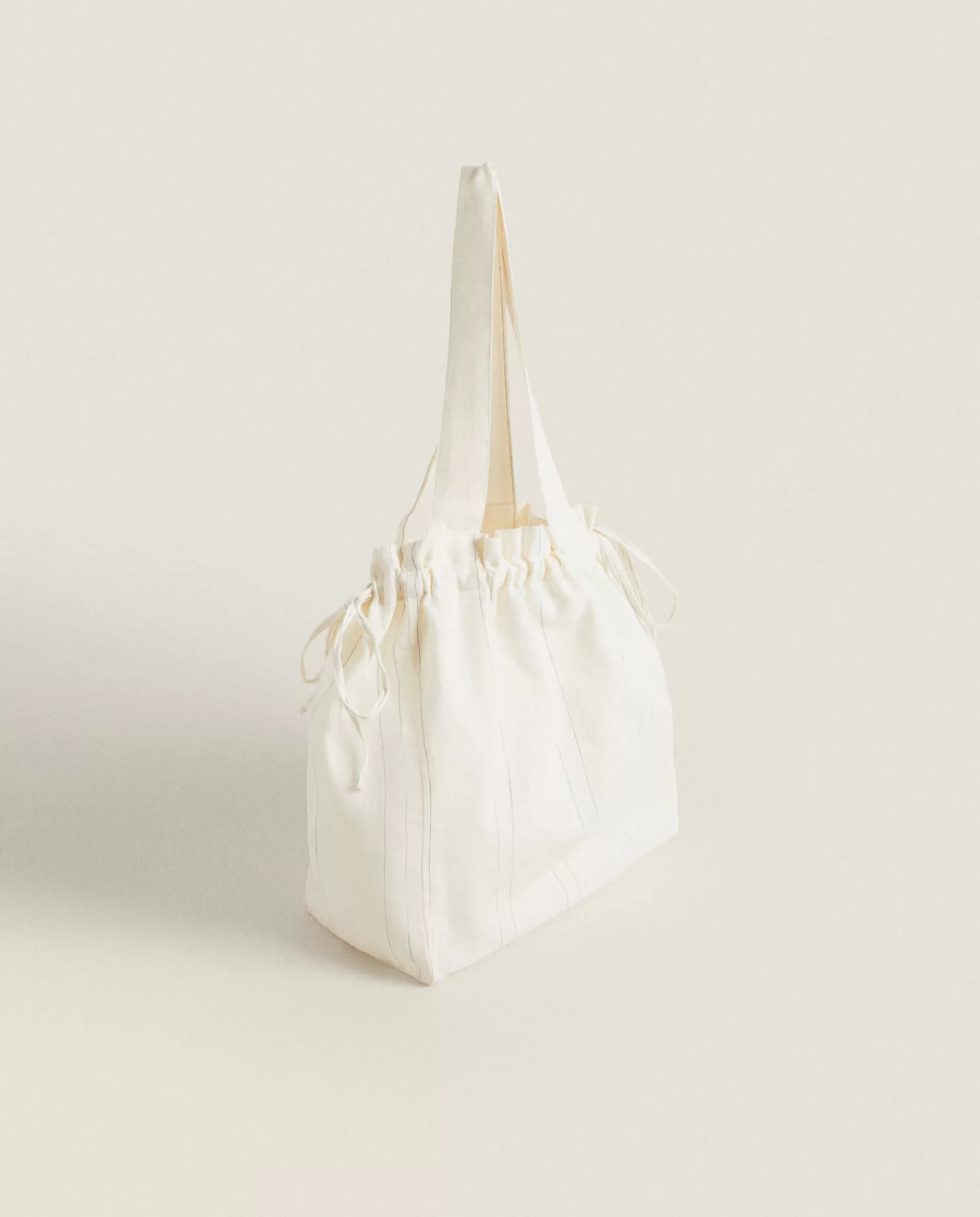 ZARA Home Striped Travel Laundry Bag Ecru/Black Cheap