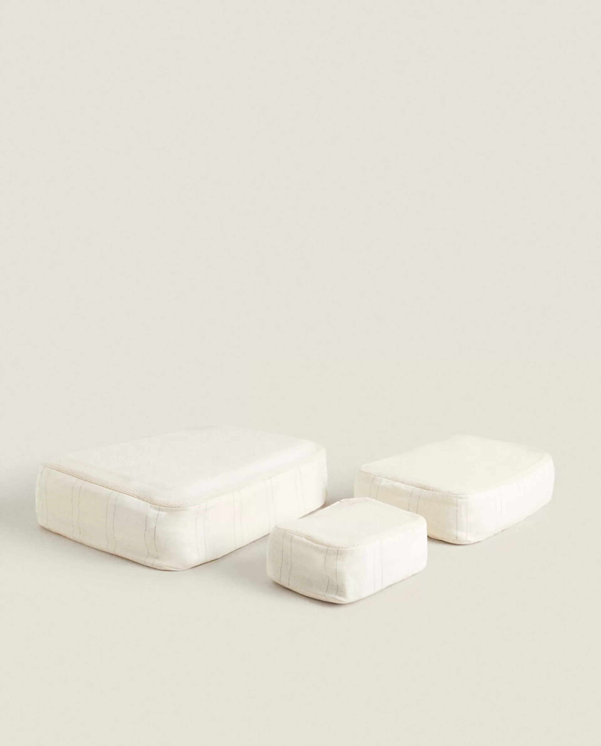 ZARA Home Striped Travel Organizers (Pack Of 3) Ecru/Black New