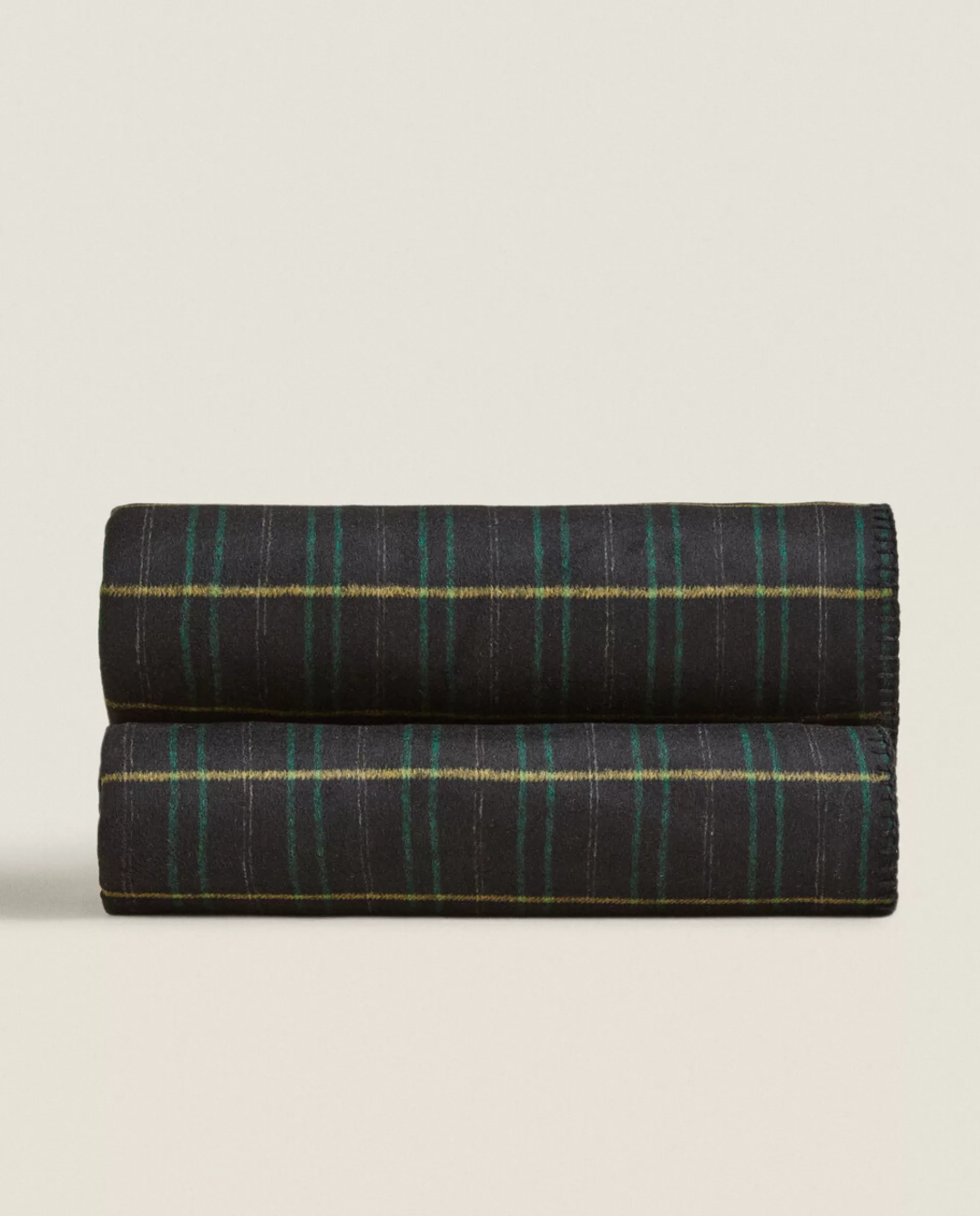 ZARA Home Tartan Wool Blanket Blue Best