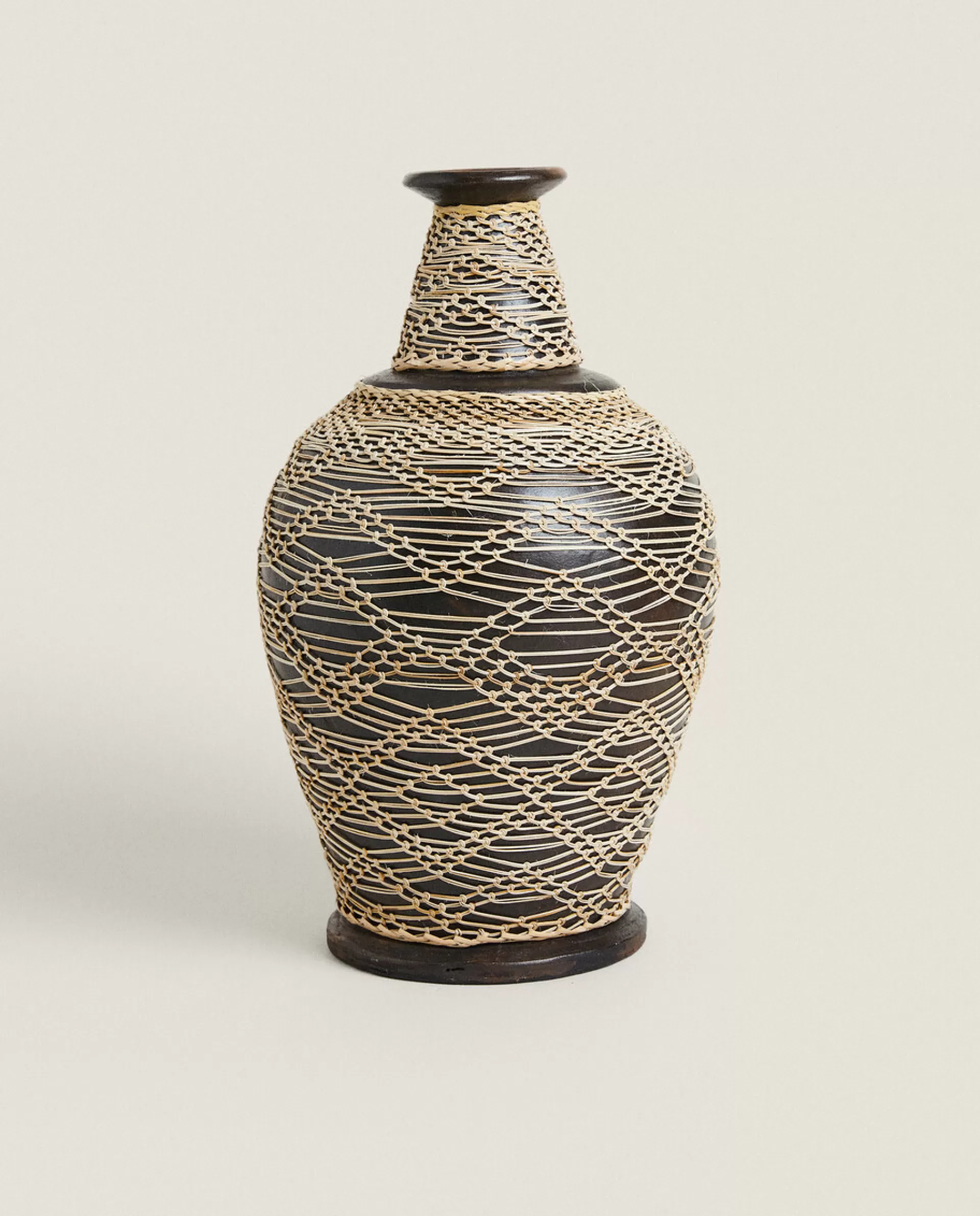 ZARA Home Terracotta And Rattan Vase Brown New
