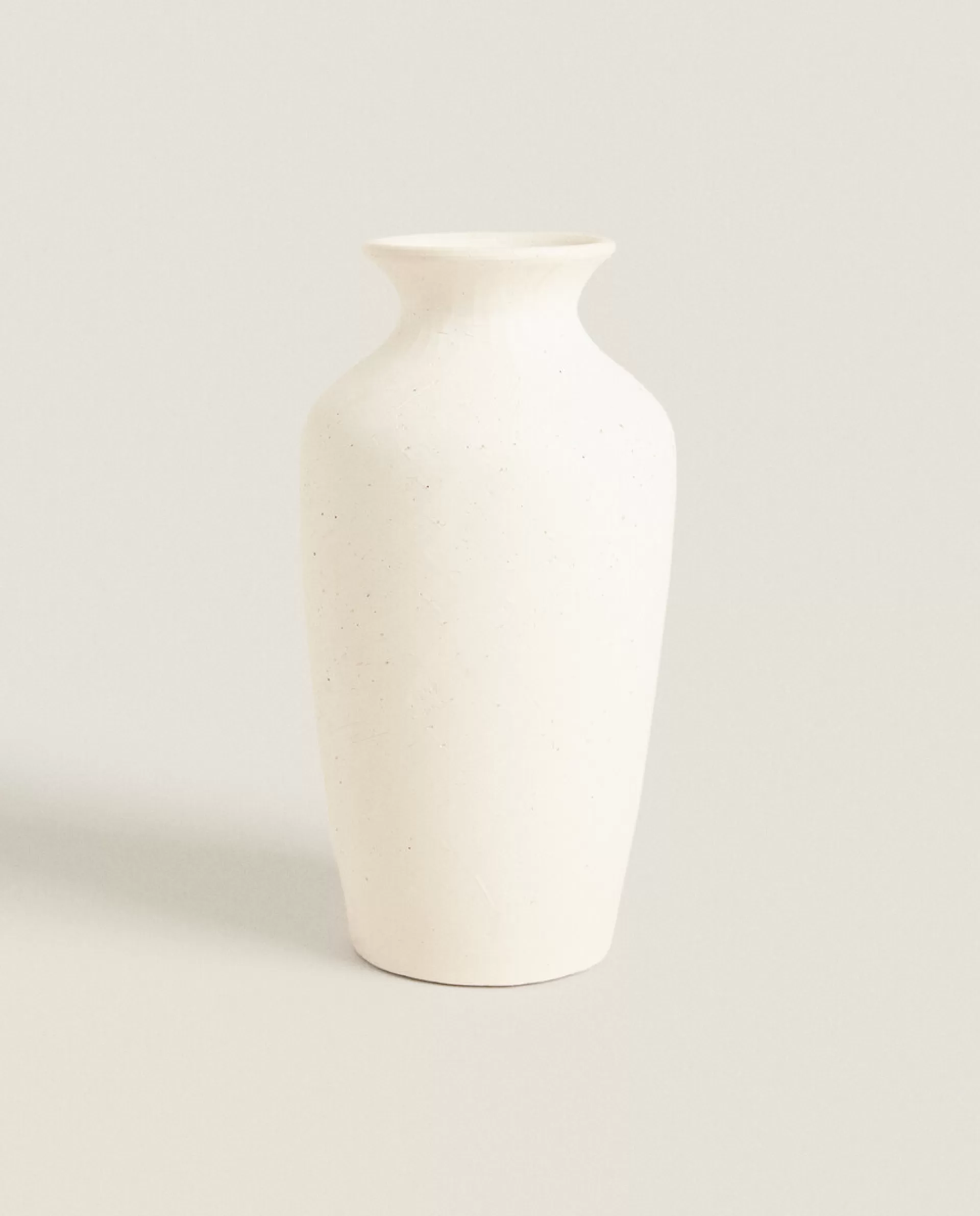 ZARA Home Textured Ceramic Vase White New