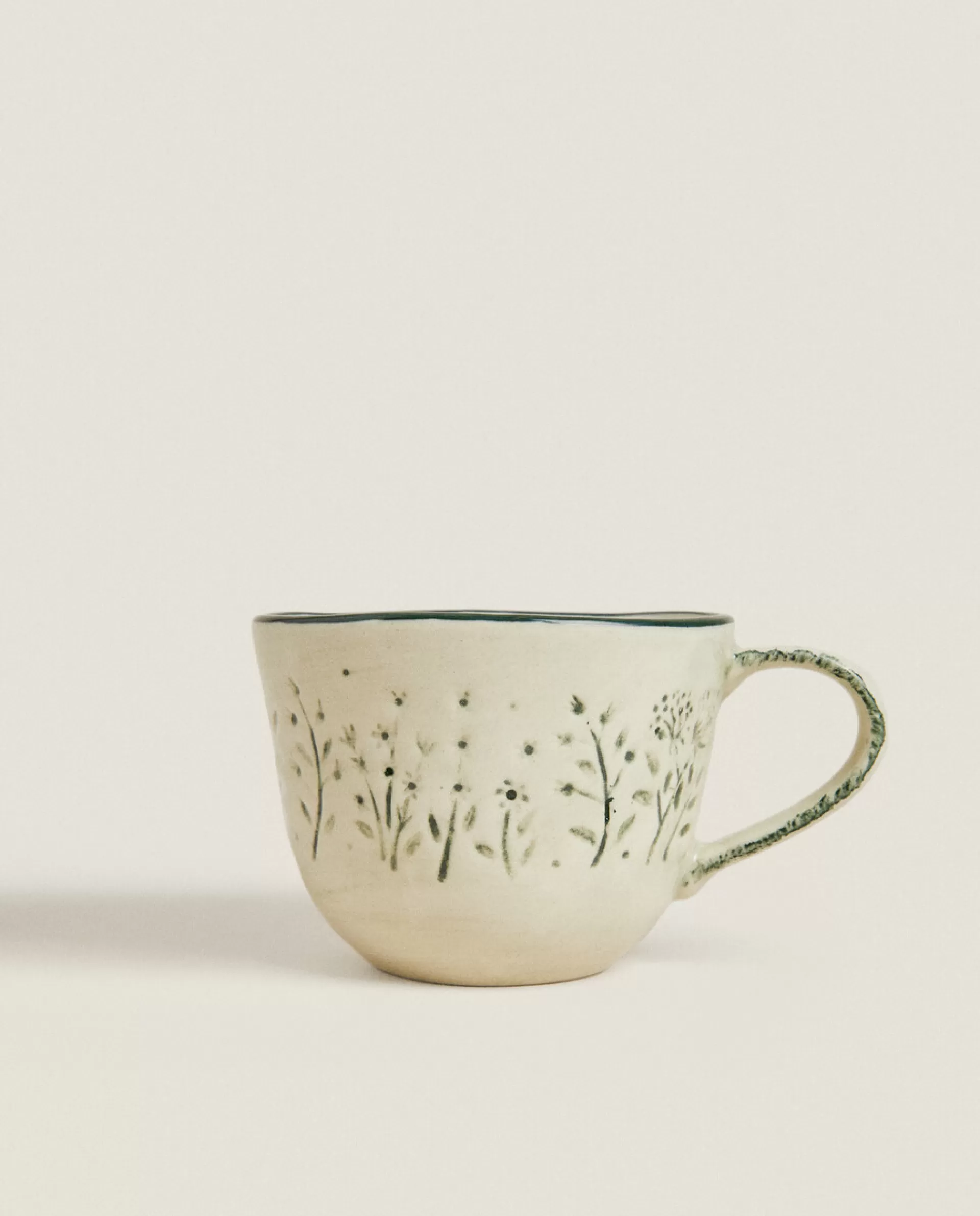 ZARA Home Textured Floral Christmas Mug Green Store