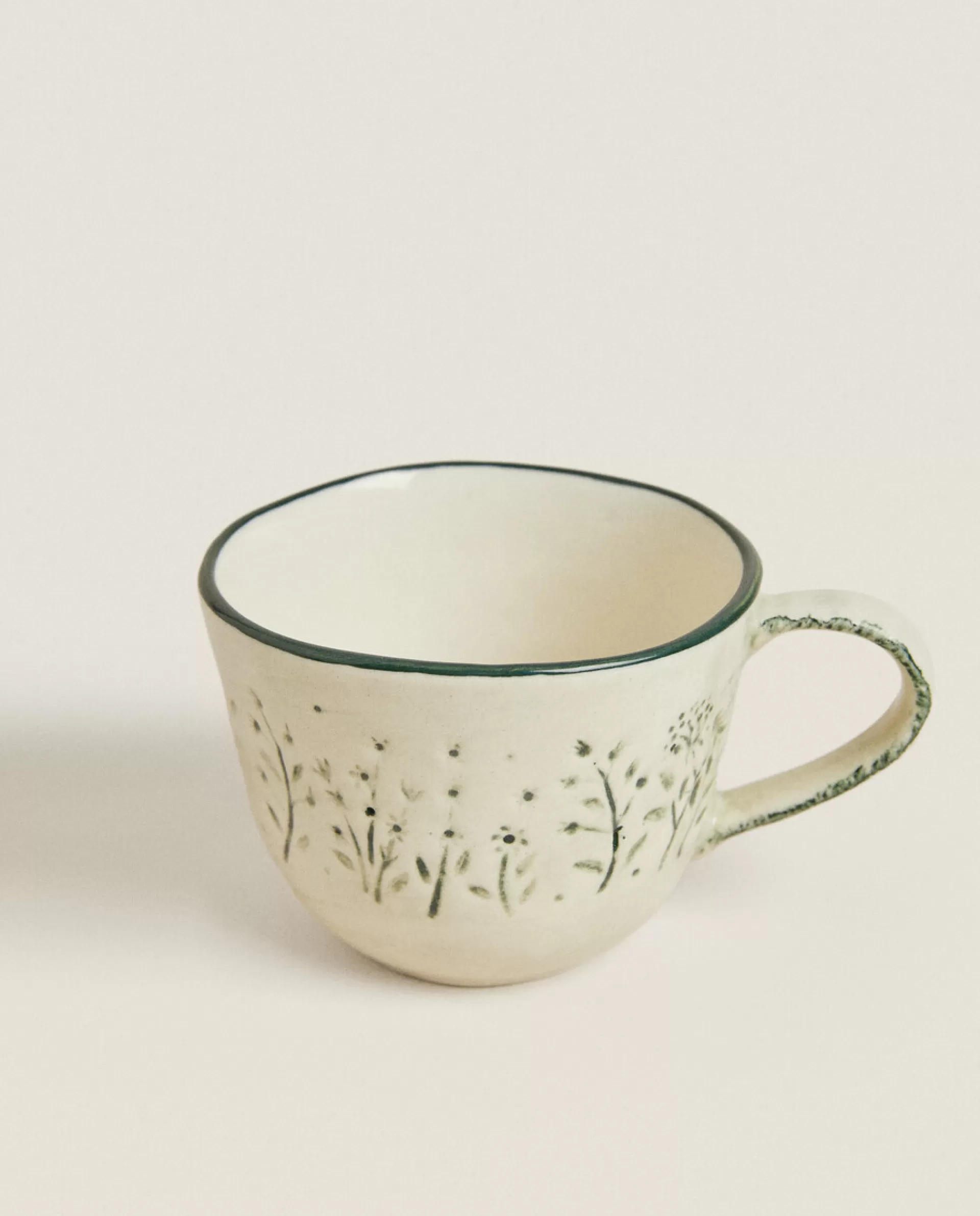 ZARA Home Textured Floral Christmas Mug Green Store