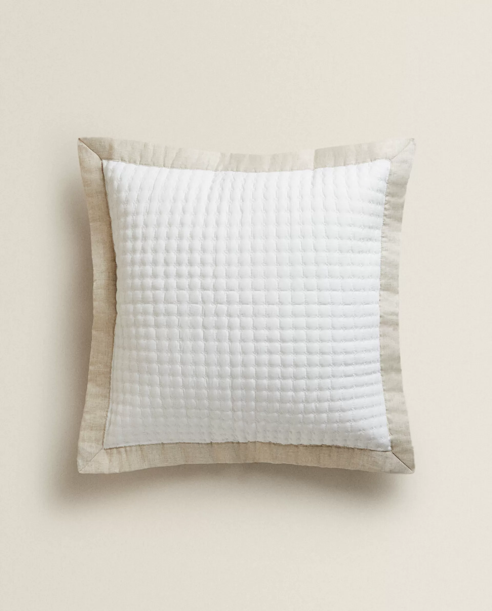 ZARA Home Textured Throw Pillow Cover With Linen Border Natural Colour Shop