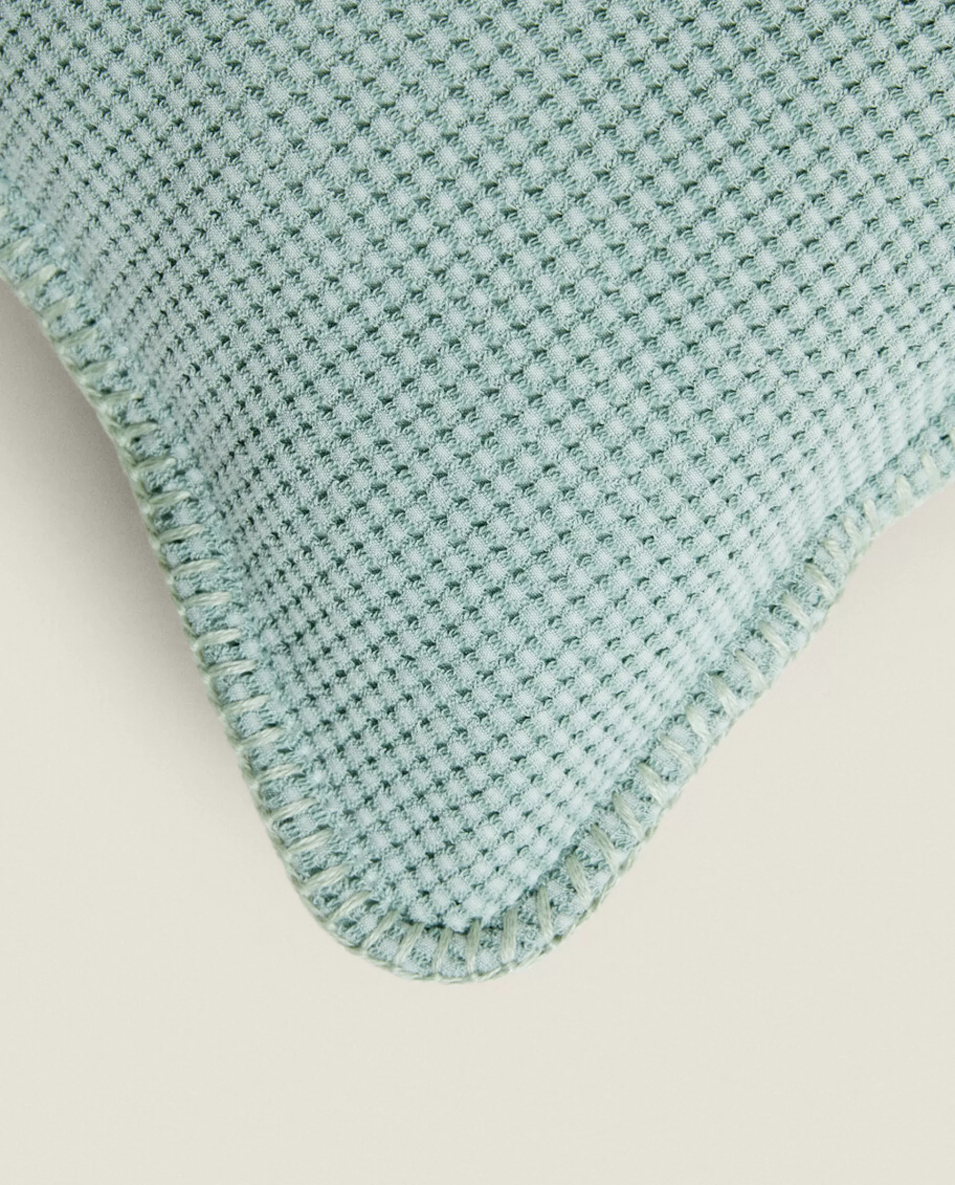 ZARA Home Textured Waffle-Knit Throw Pillow Cover Green Discount