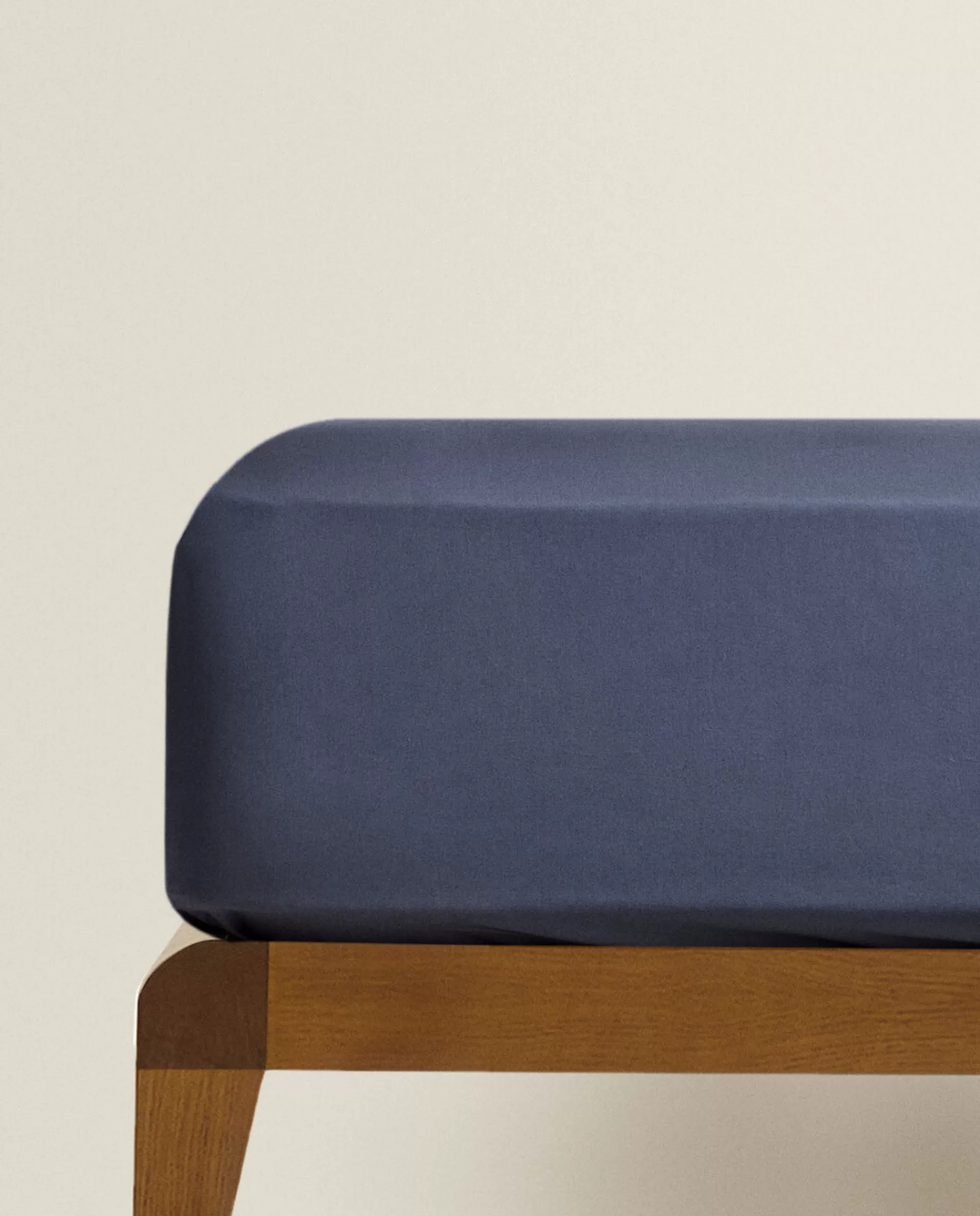 ZARA Home (300 Thread Count) Cotton Percale Fitted Sheet Navy Cheap