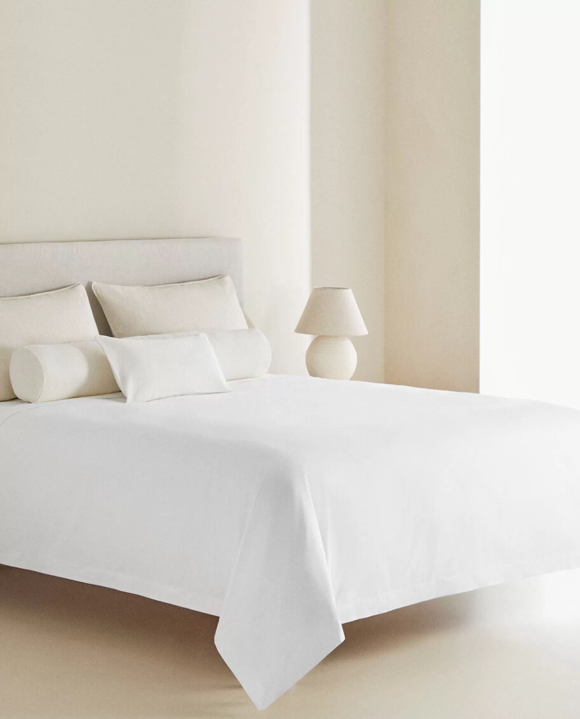ZARA Home (500 Thread Count) Cotton Percale Fitted Sheet White Cheap
