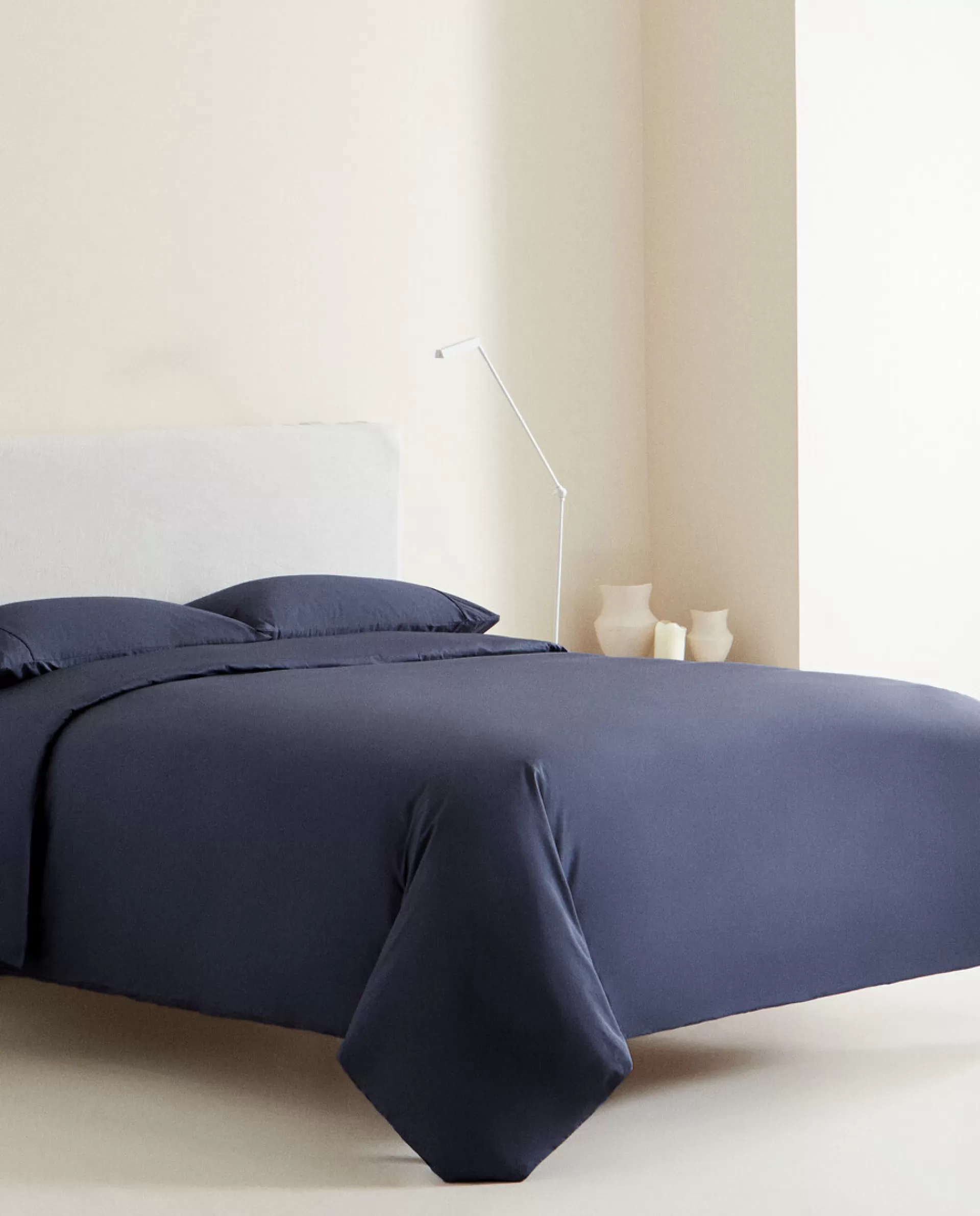 ZARA Home (300 Thread Count) Cotton Percale Fitted Sheet Navy Cheap
