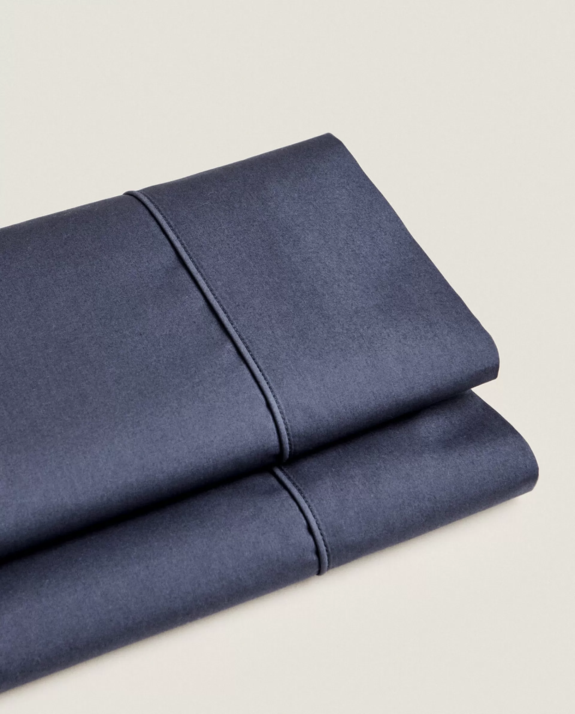 ZARA Home (300 Thread Count) Cotton Percale Flat Sheet Navy Store