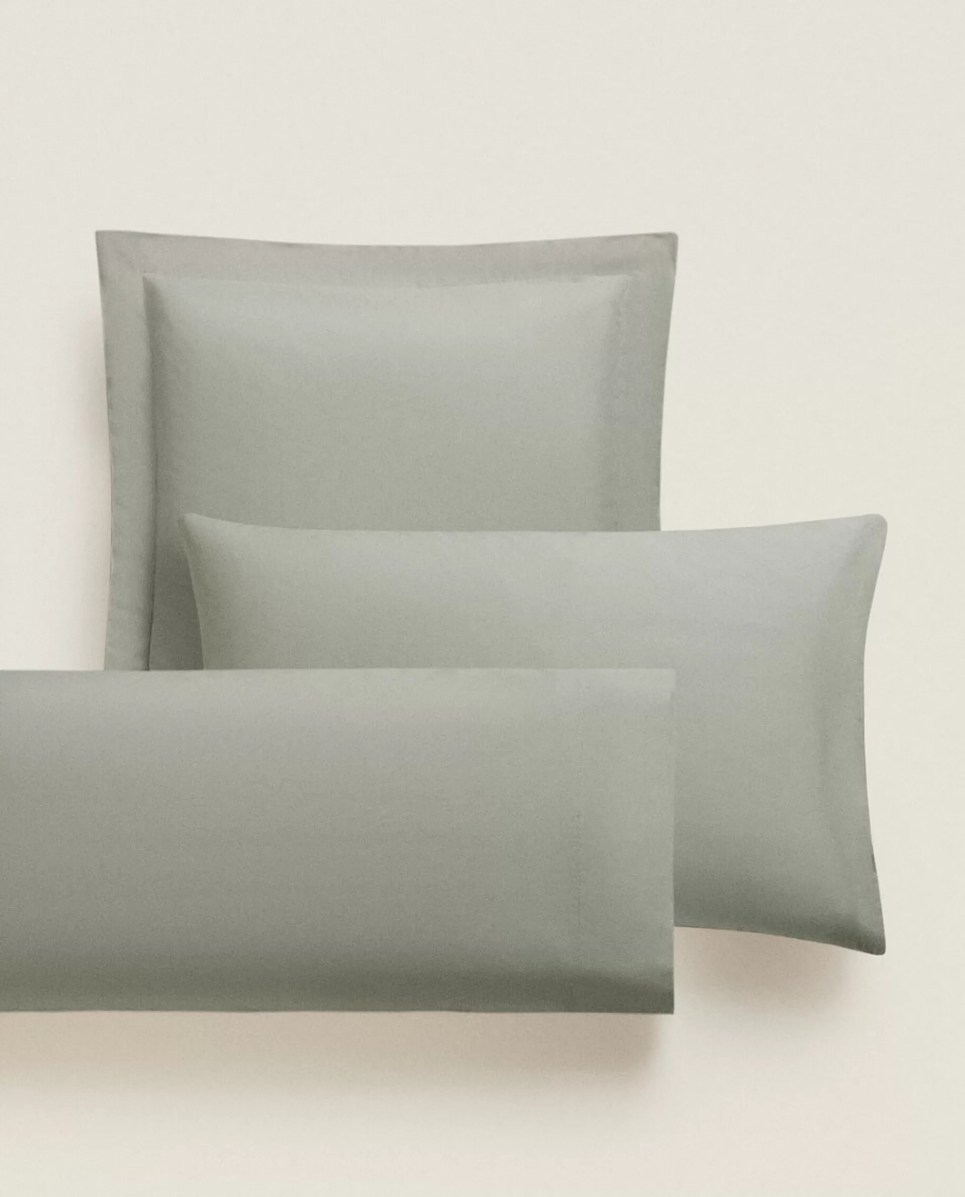ZARA Home (180 Thread Count) Cotton Percale Pillowcase Green Best Sale