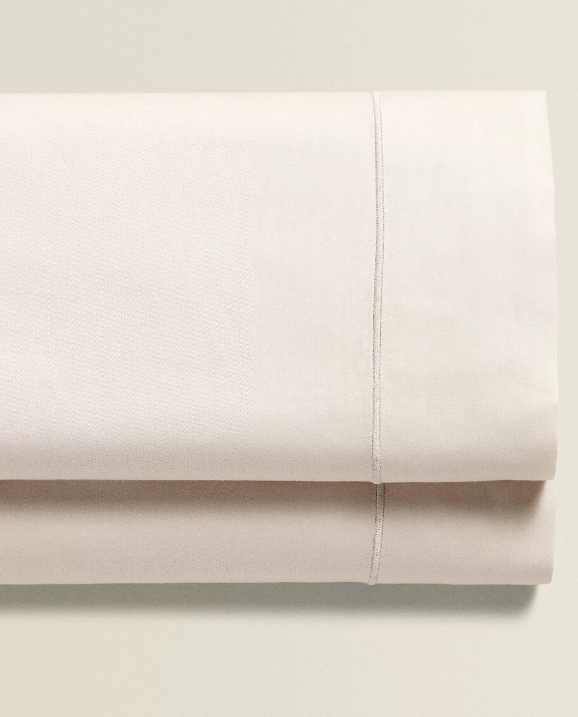 ZARA Home (300 Thread Count) Cotton Sateen Flat Sheet Beige Store