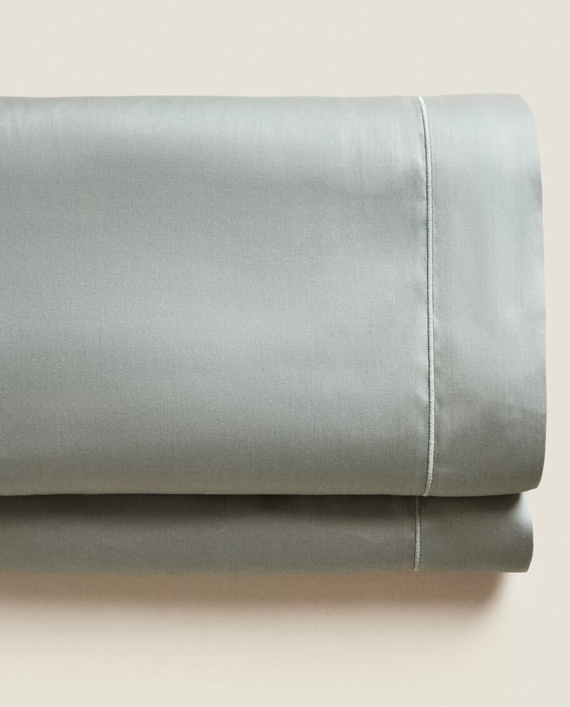 ZARA Home (300 Thread Count) Cotton Sateen Flat Sheet Verde Discount