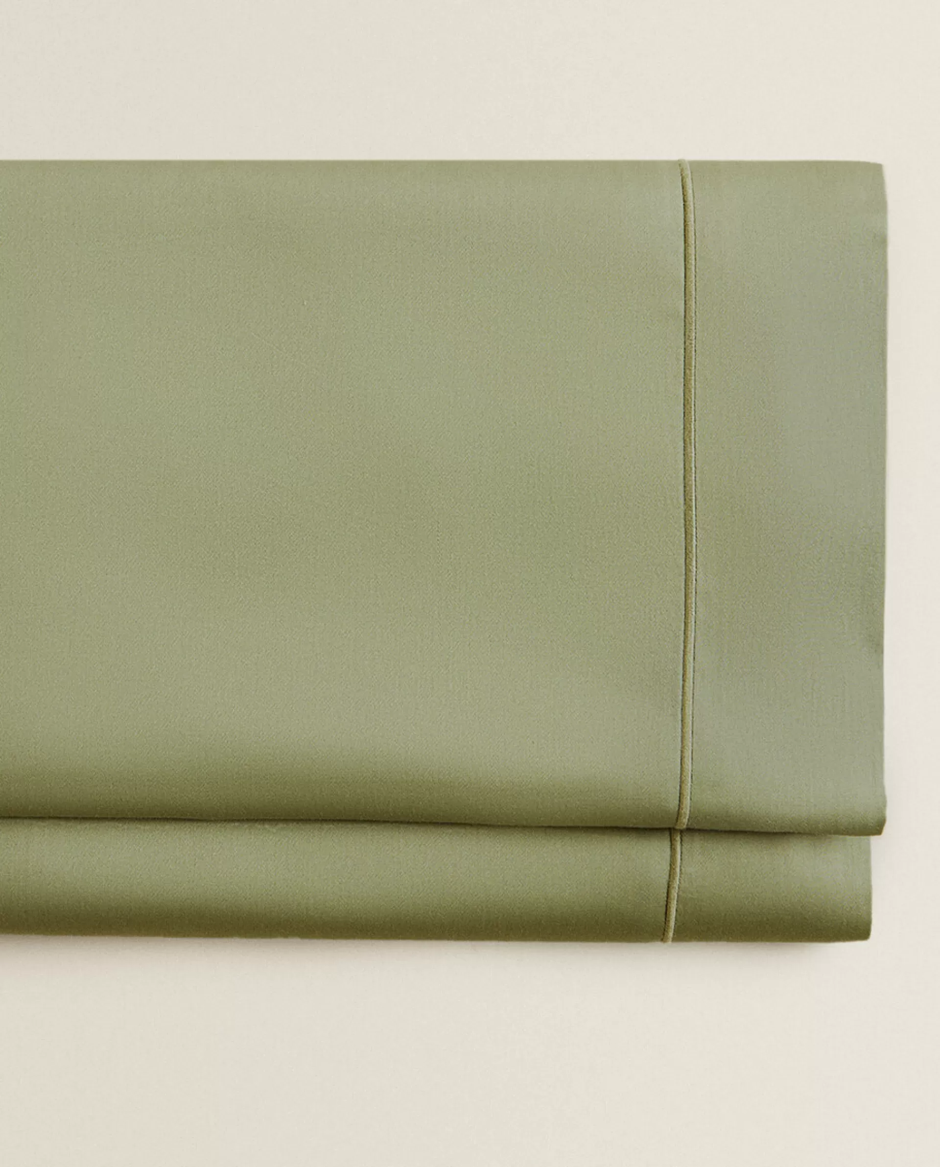ZARA Home (300 Thread Count) Cotton Sateen Flat Sheet Verde Flash Sale