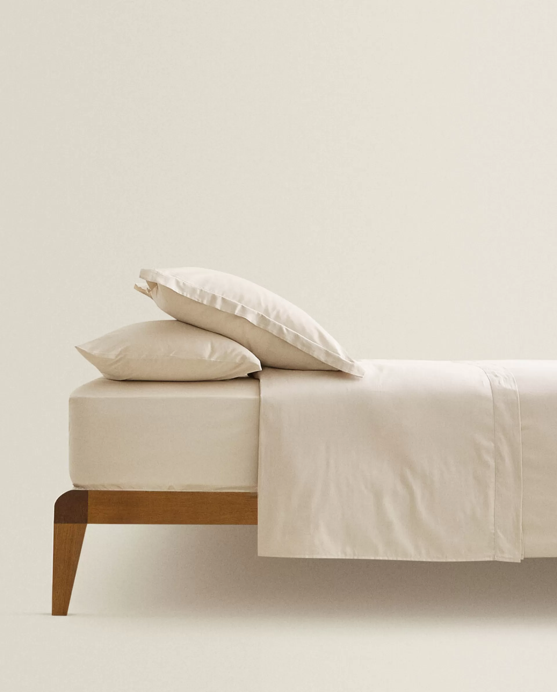 ZARA Home (300 Thread Count) Cotton Sateen Flat Sheet Beige Store