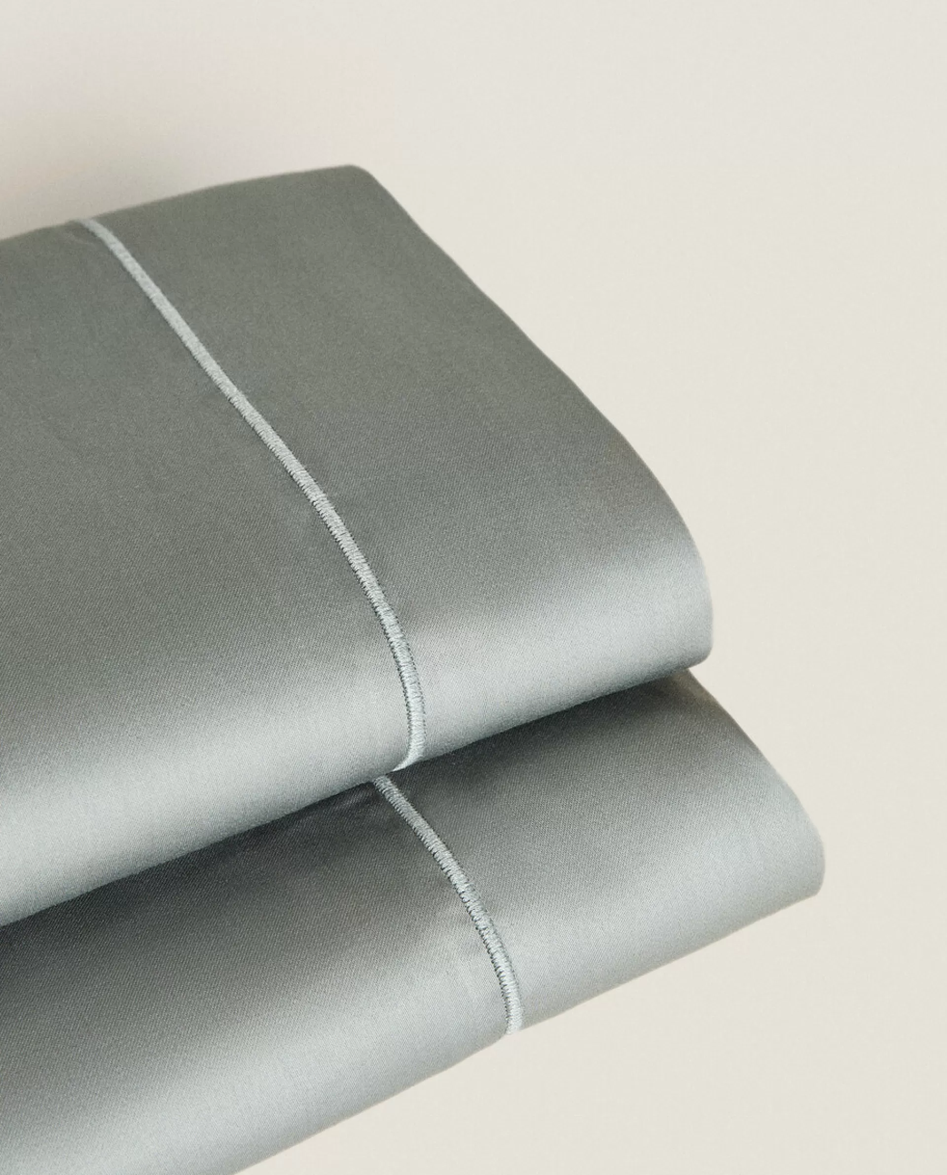 ZARA Home (300 Thread Count) Cotton Sateen Flat Sheet Verde Discount