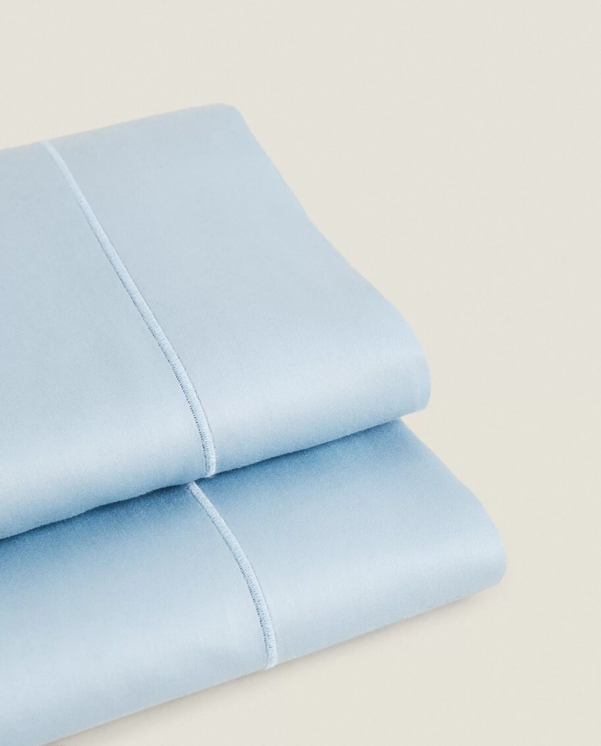 ZARA Home (300 Thread Count) Cotton Sateen Flat Sheet Azul Cheap