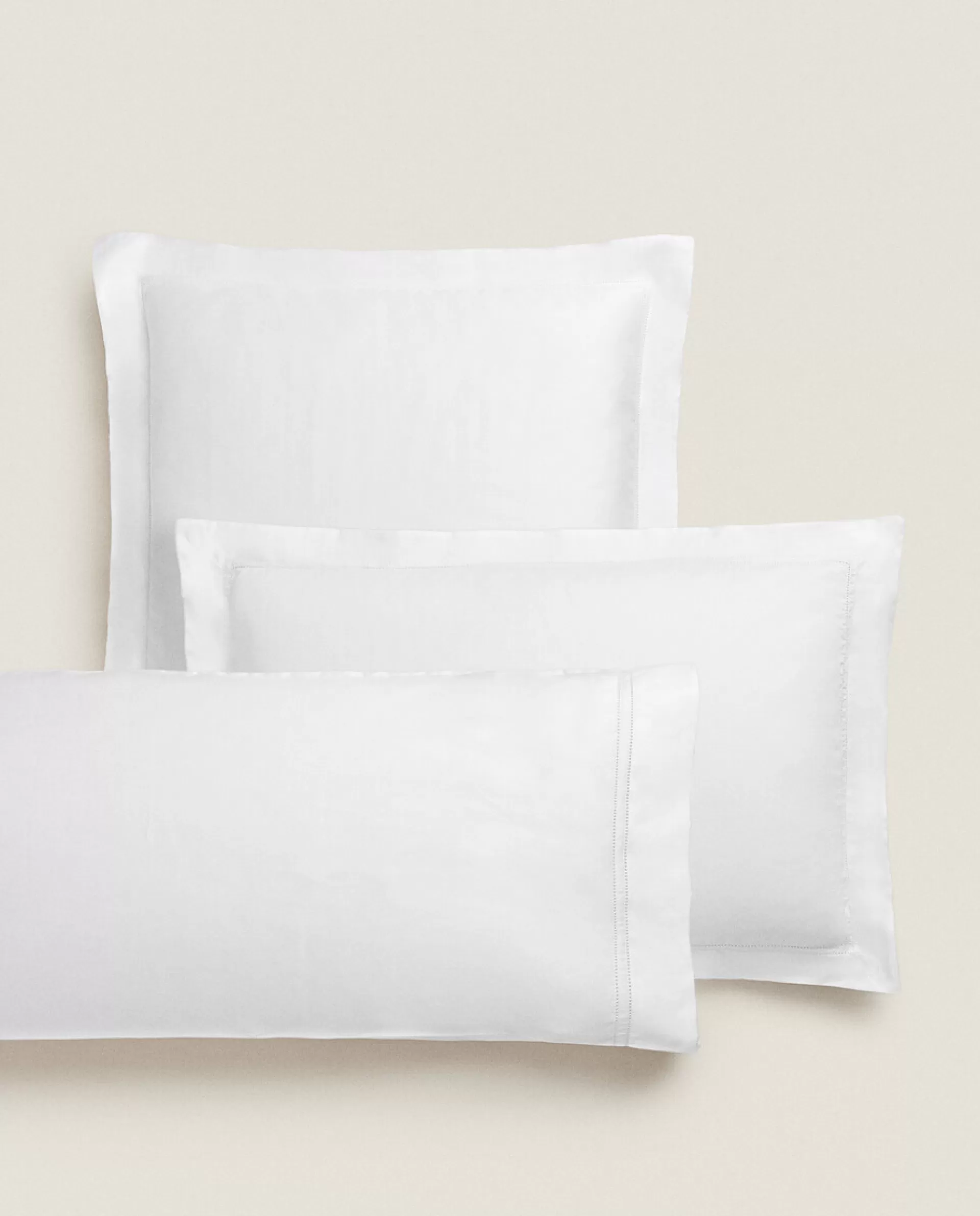 ZARA Home (500 Thread Count) Sateen Pillowcase With Double Hemstitching White Clearance