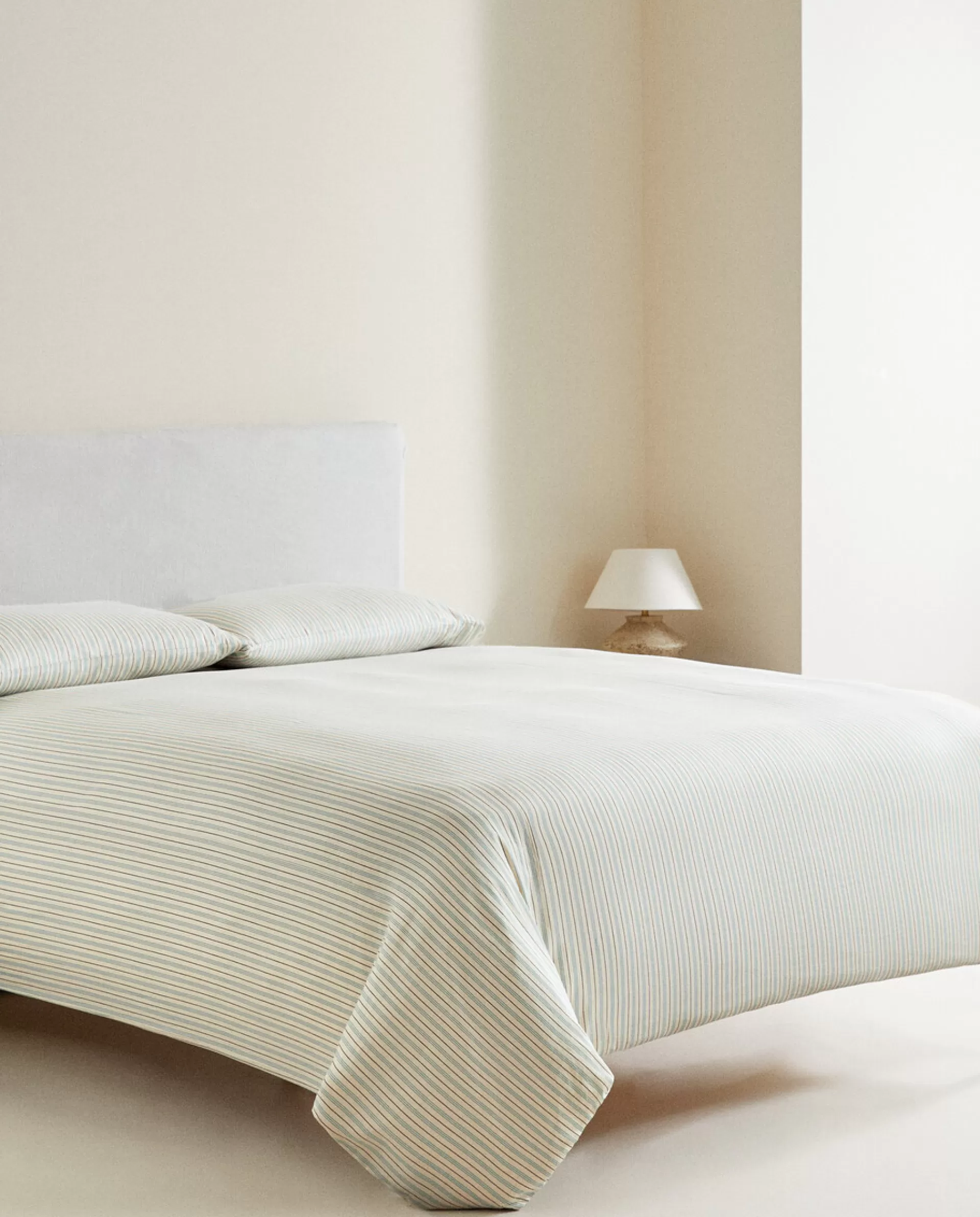 ZARA Home (300 Thread Count) Striped Washed Sateen Duvet Cover Butter Yellow Cheap