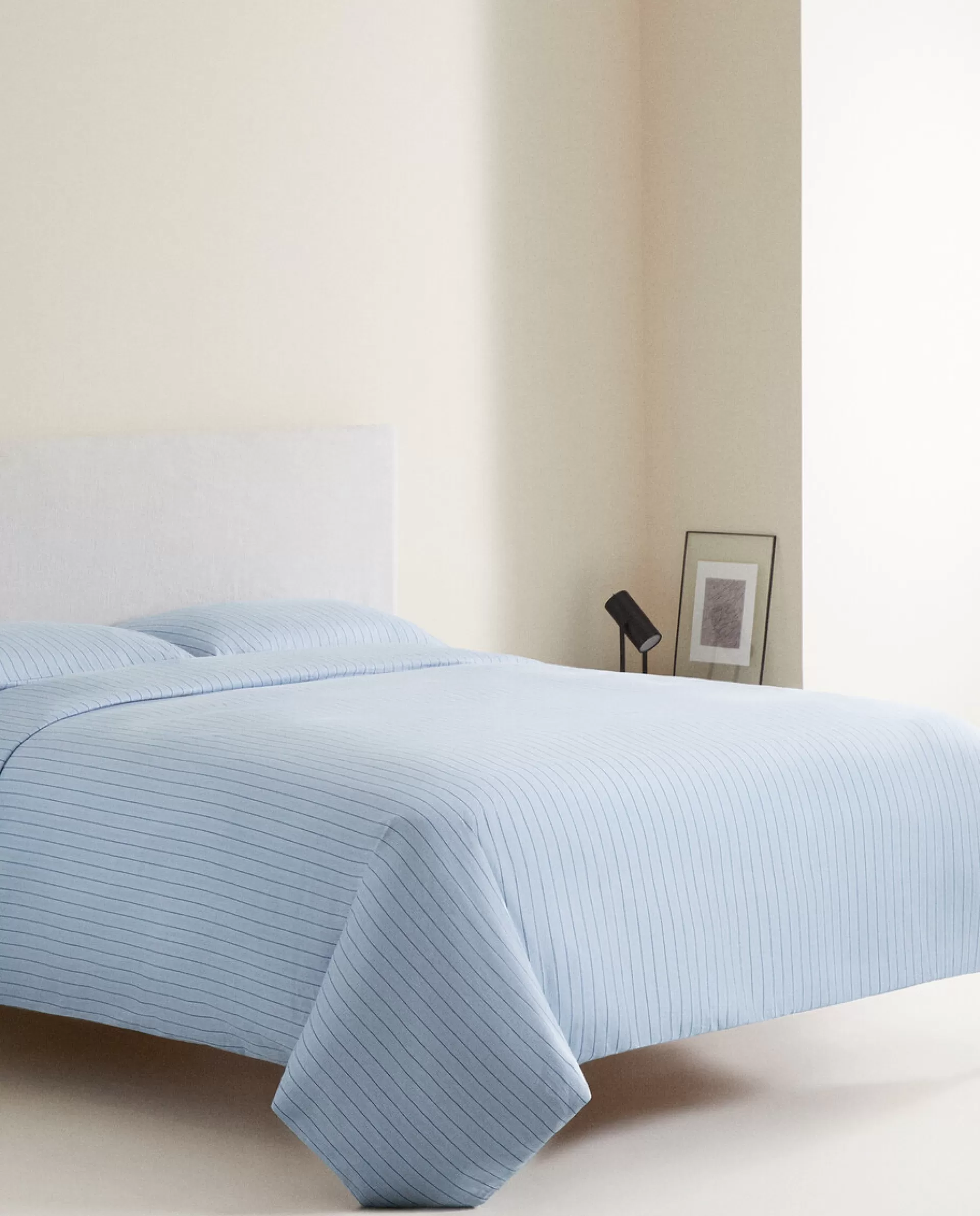 ZARA Home (300 Thread Count) Striped Washed Sateen Duvet Cover Blue Store