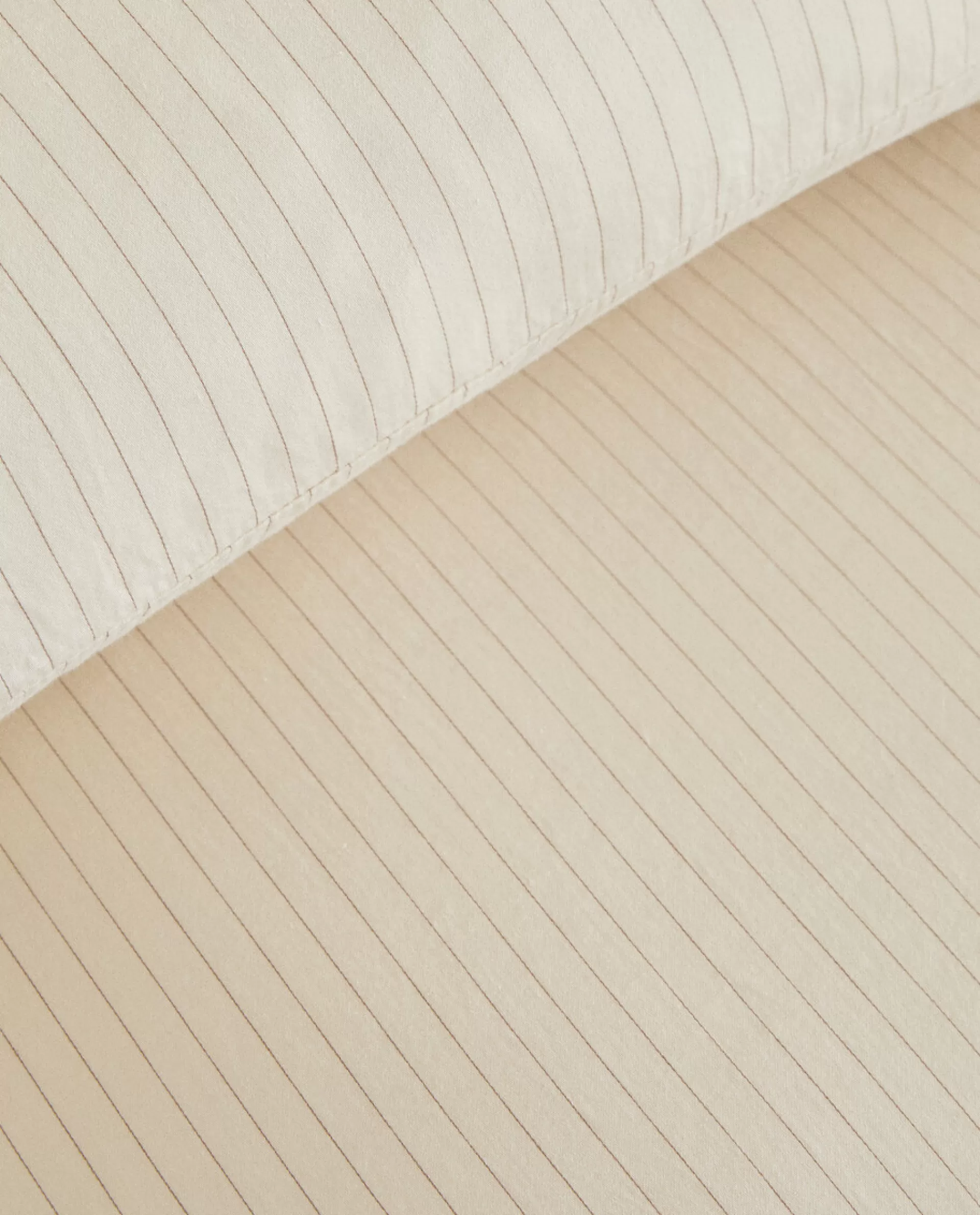 ZARA Home (300 Thread Count) Striped Washed Sateen Duvet Cover Butter Yellow Best Sale