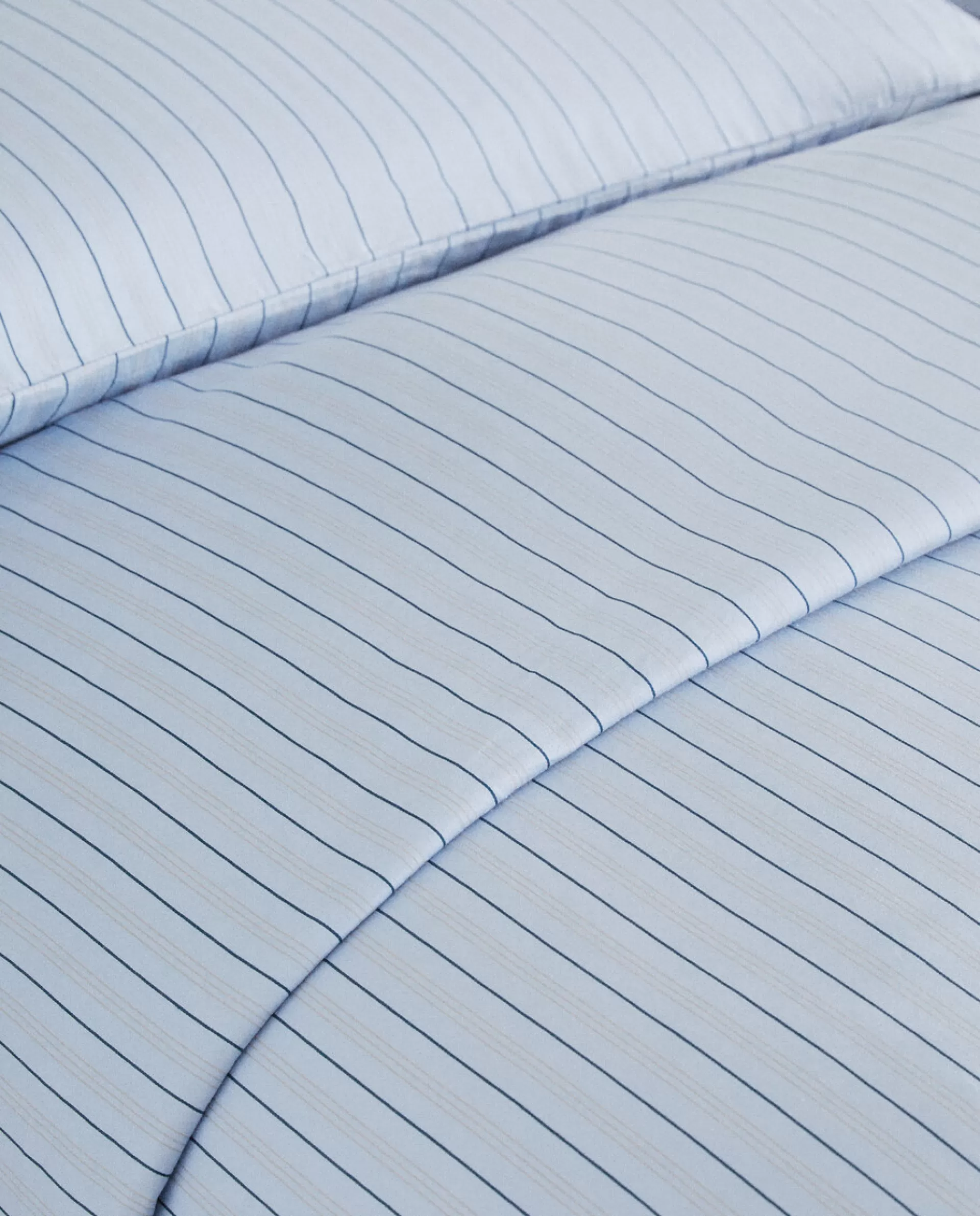 ZARA Home (300 Thread Count) Striped Washed Sateen Duvet Cover Blue Store