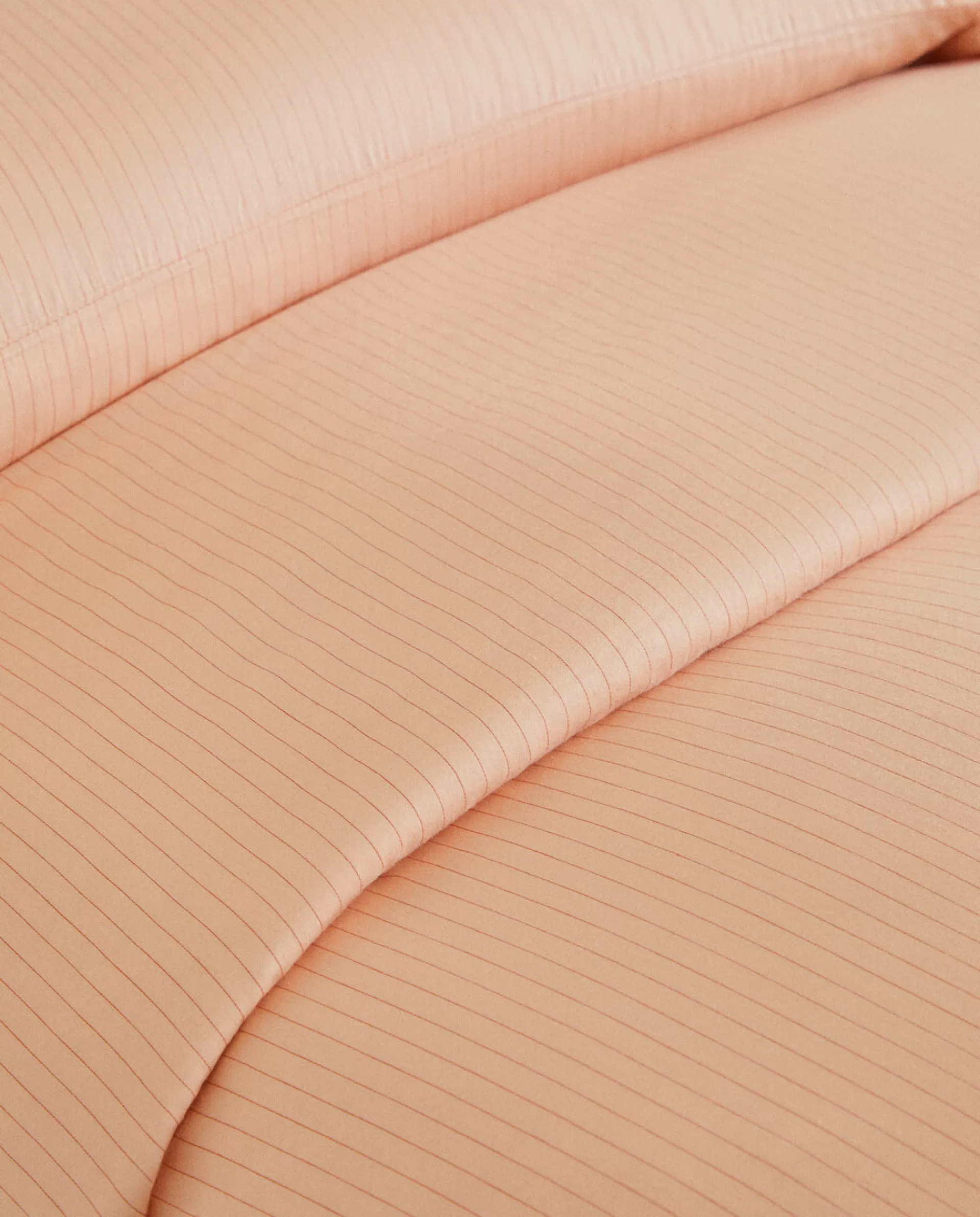 ZARA Home (300 Thread Count) Striped Washed Sateen Duvet Cover Coral Clearance