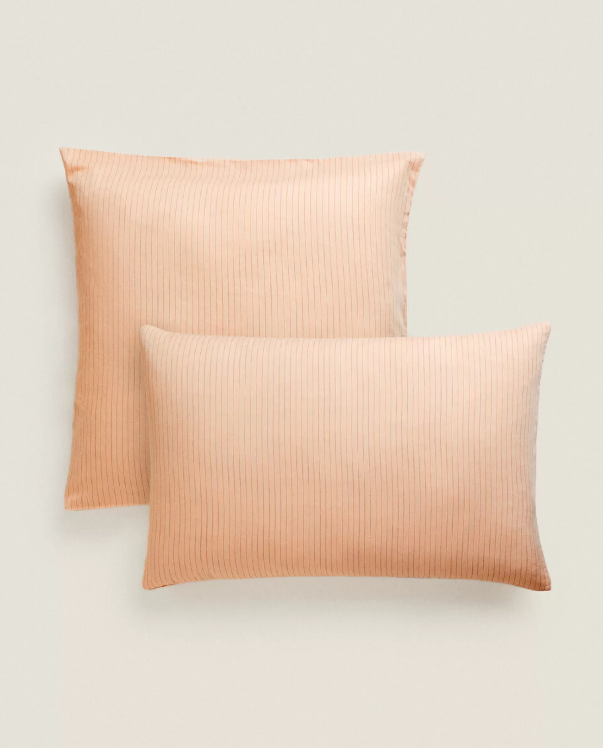 ZARA Home (300 Thread Count) Striped Washed Sateen Pillowcase Coral Outlet