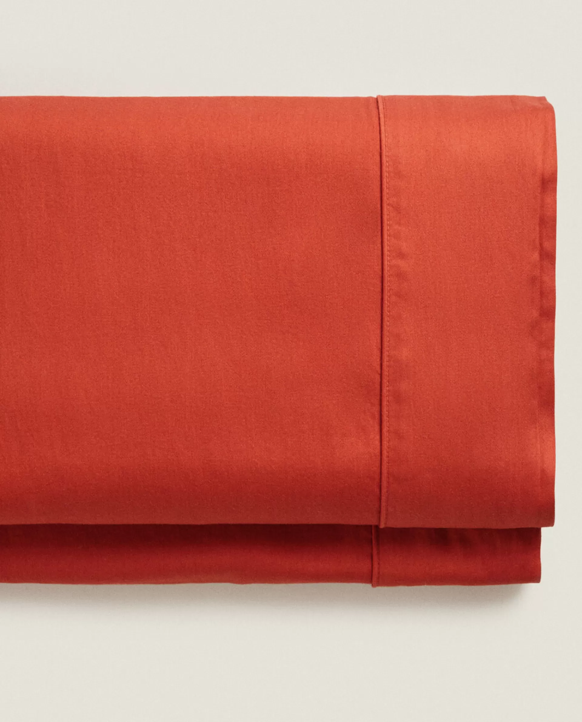 ZARA Home (300 Thread Count) Washed Sateen Flat Sheet Coral Outlet