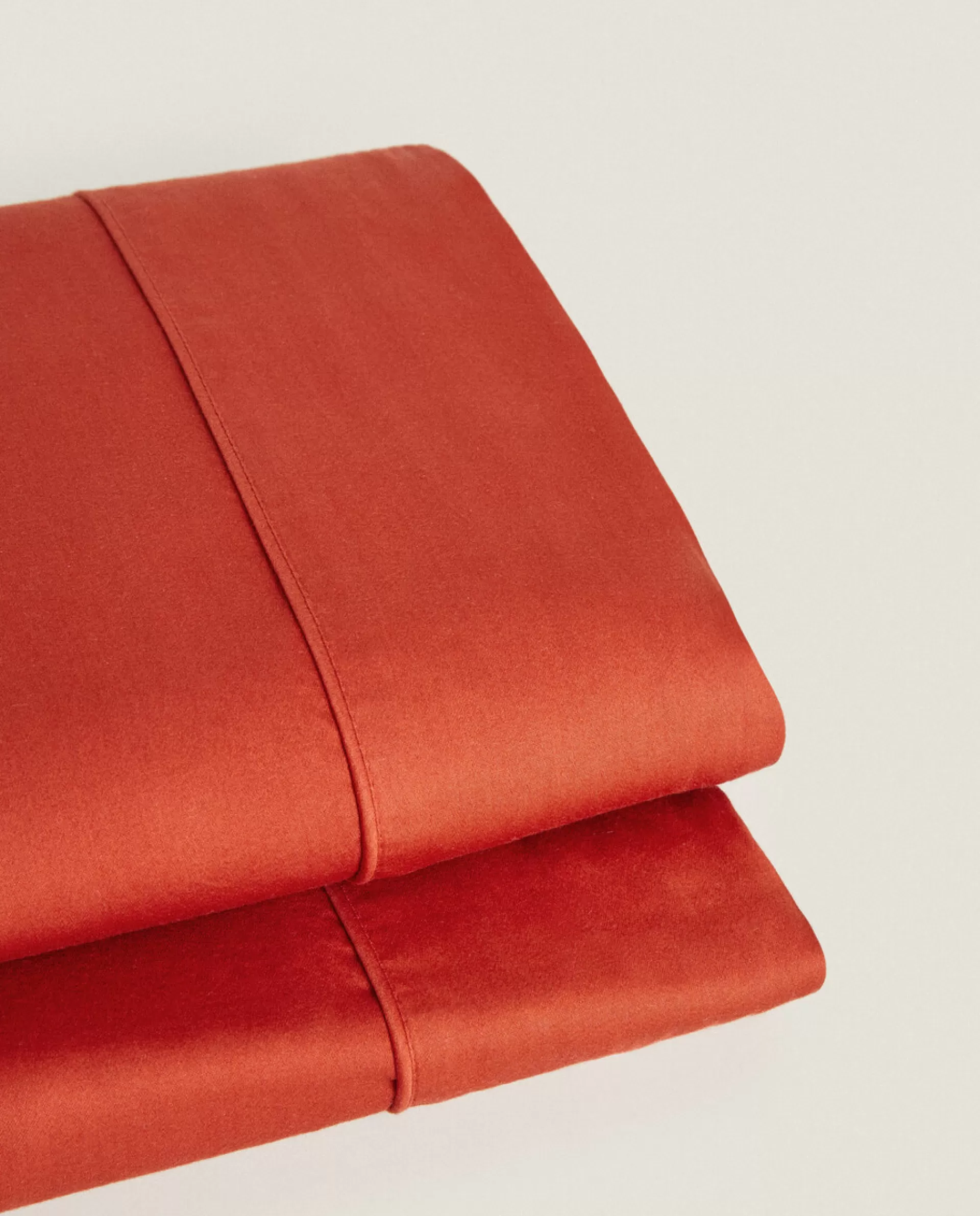 ZARA Home (300 Thread Count) Washed Sateen Flat Sheet Coral Outlet