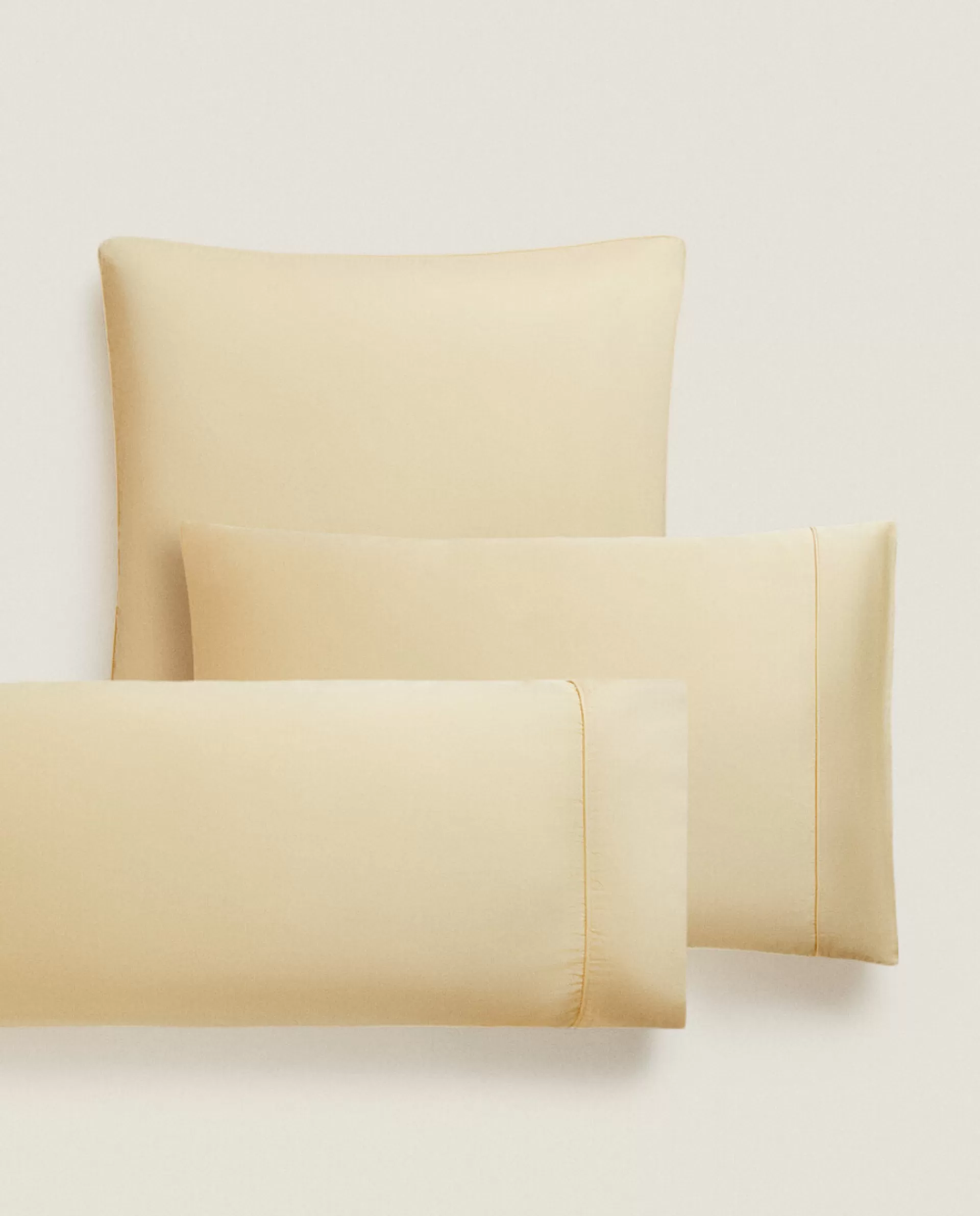 ZARA Home (300 Thread Count) Washed Sateen Pillowcase Butter Yellow Cheap