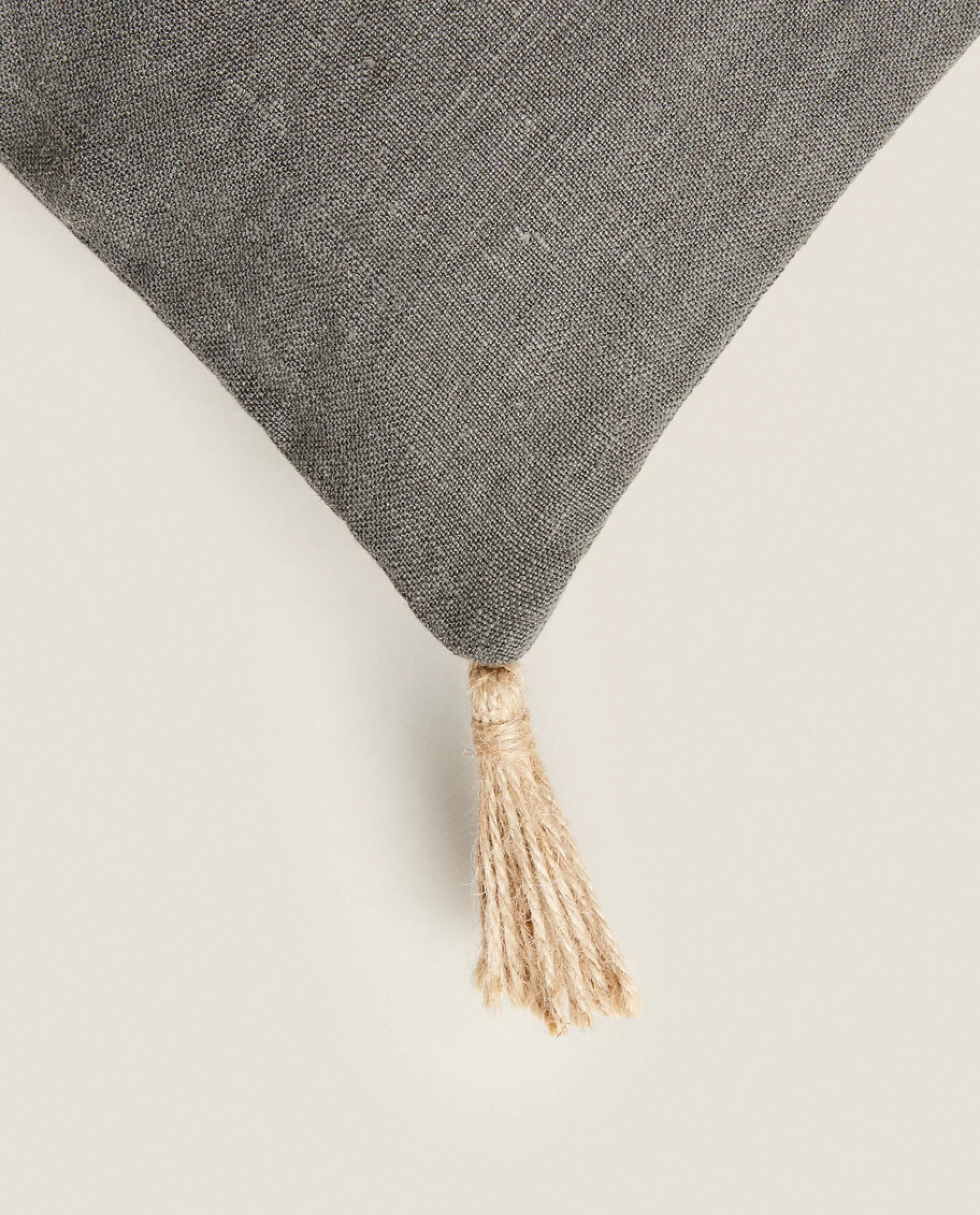 ZARA Home Throw Pillow Cover With Jute Tassels Petroleum Store