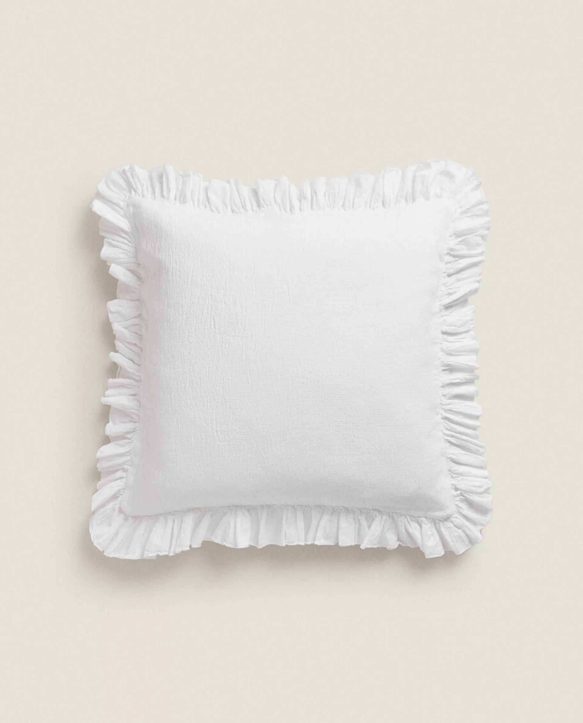 ZARA Home Throw Pillow Cover With Pleated Ruffle White Online