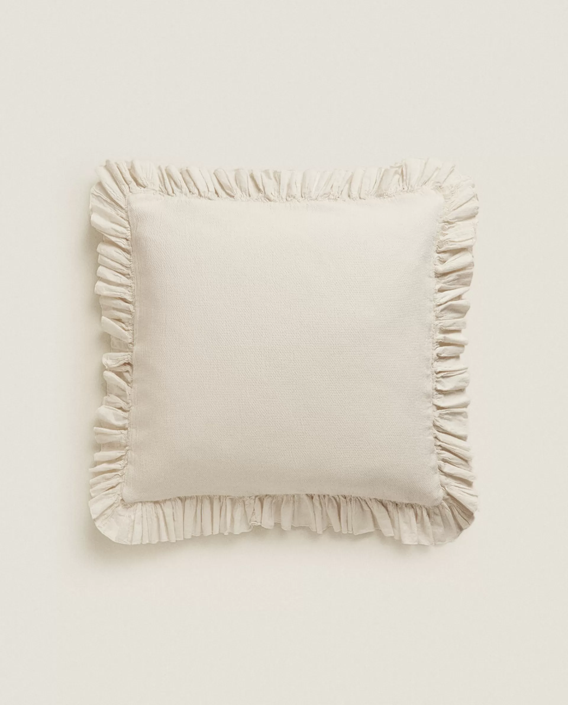 ZARA Home Throw Pillow Cover With Pleated Ruffle Cream Cheap