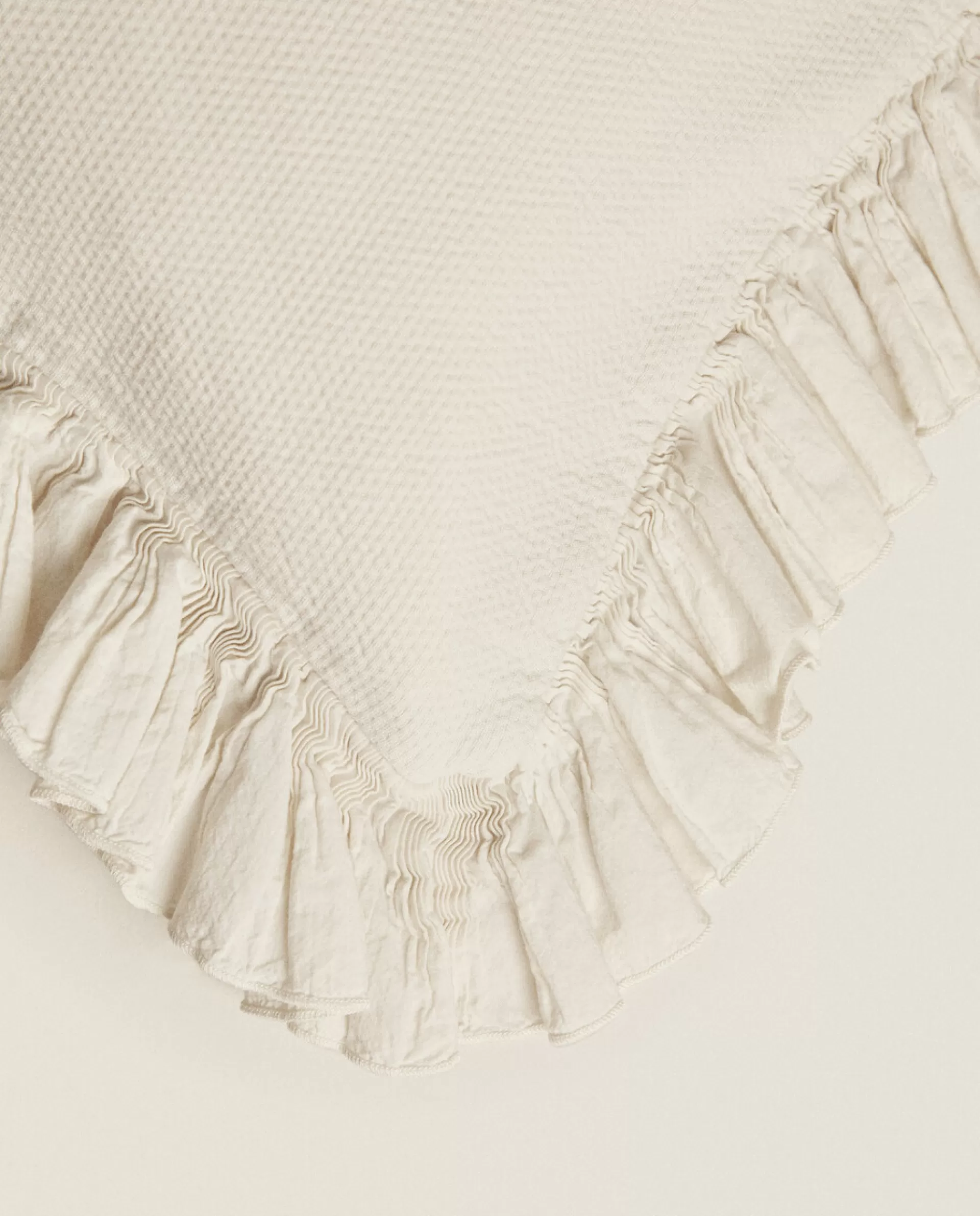 ZARA Home Throw Pillow Cover With Pleated Ruffle Cream Cheap