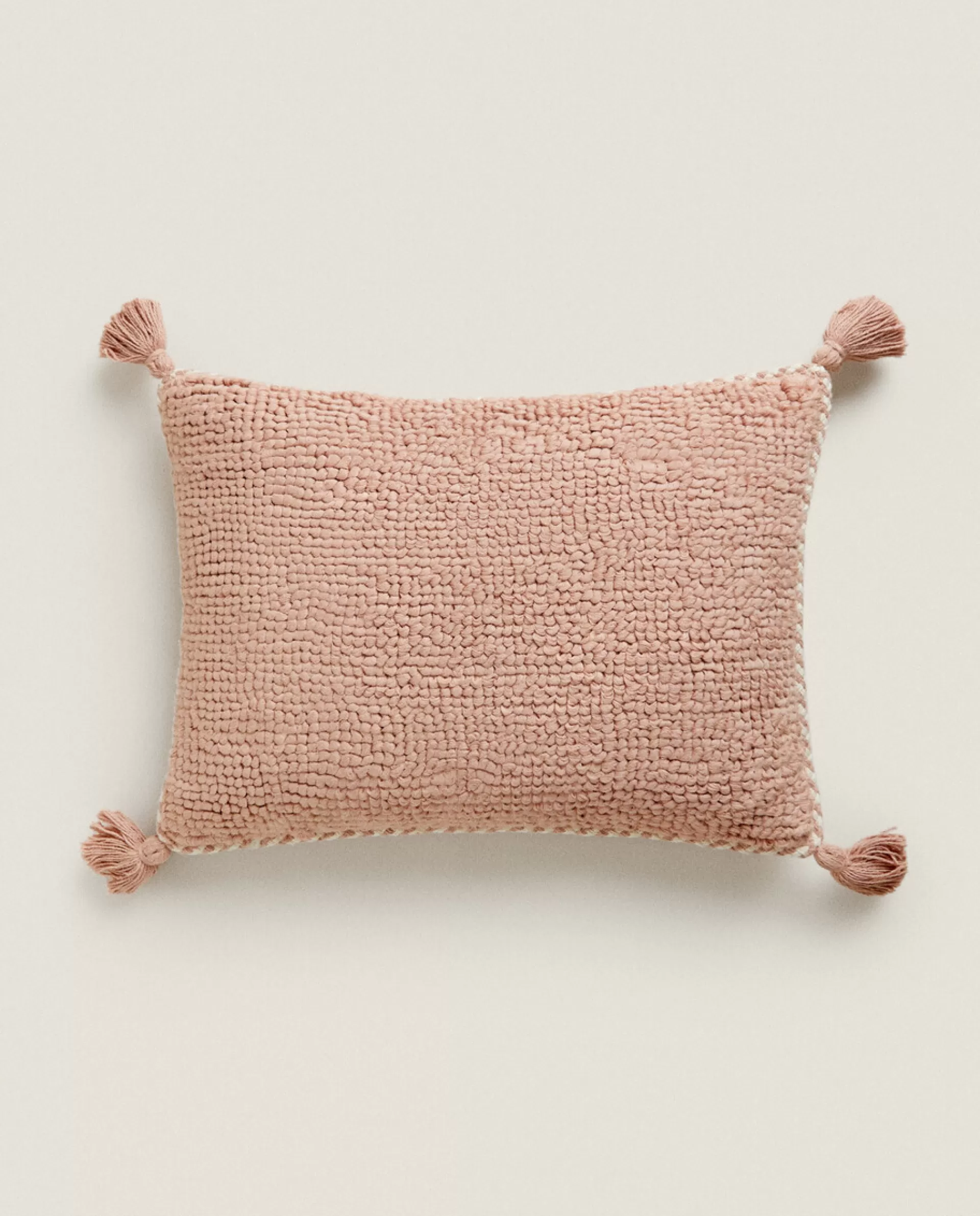 ZARA Home Throw Pillow Cover With Tassels Pink Fashion