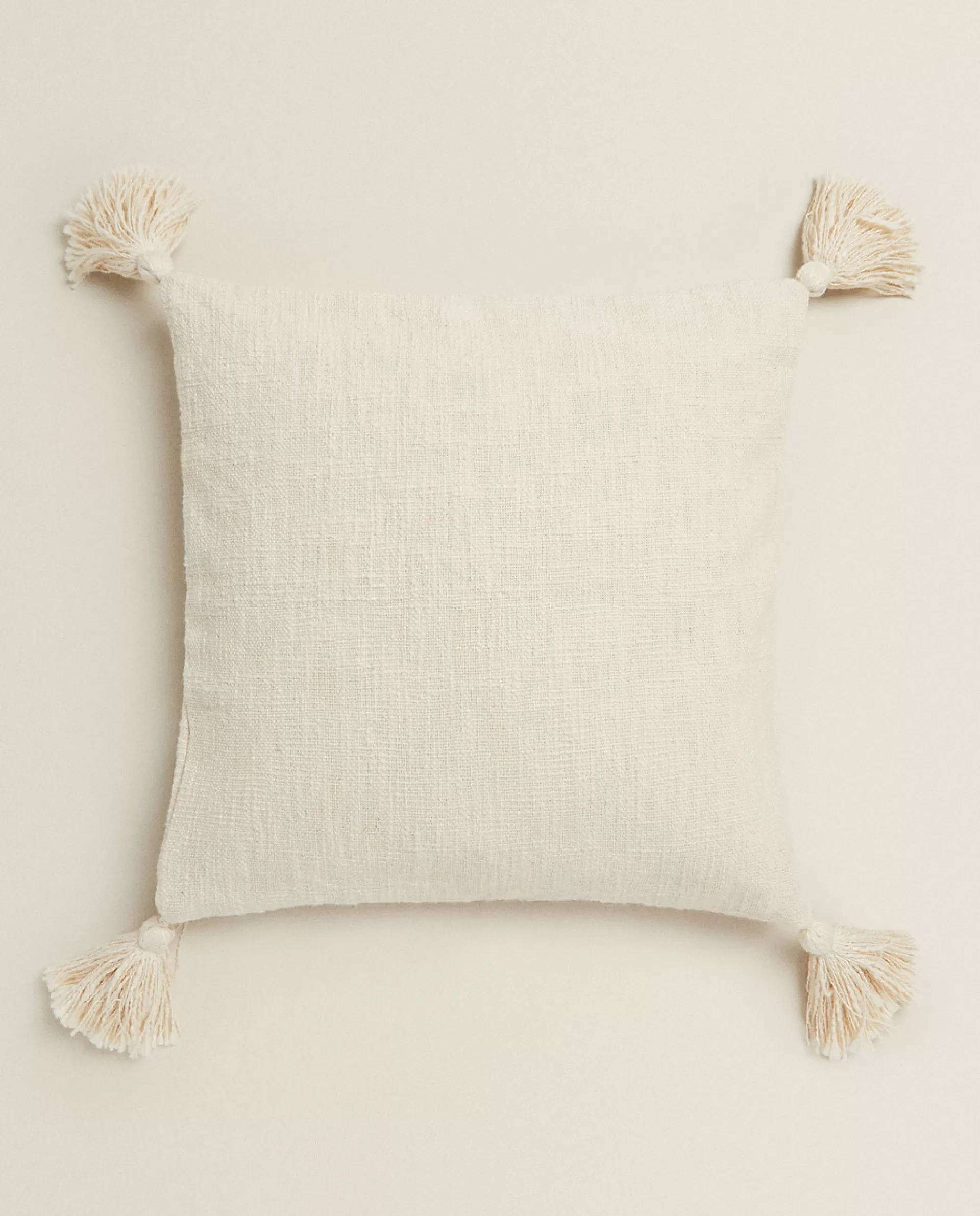 ZARA Home Throw Pillow Cover With Tassels Cream Best