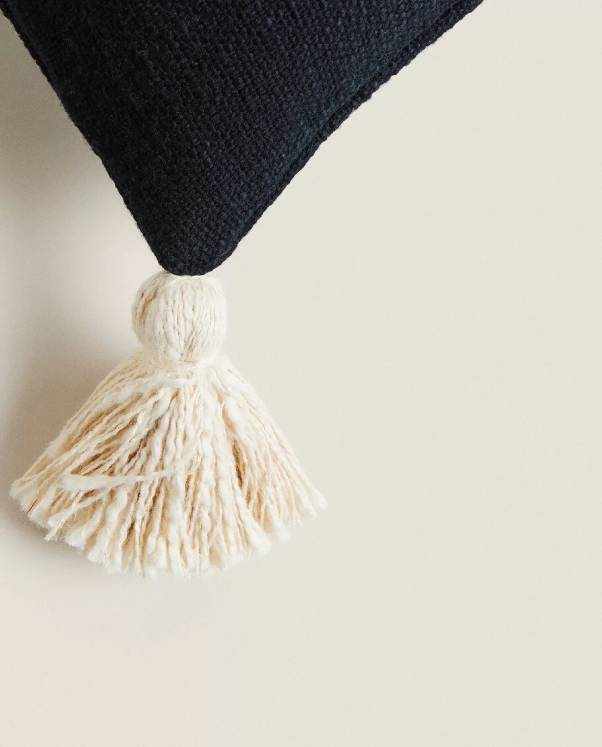 ZARA Home Throw Pillow Cover With Tassels Black Flash Sale