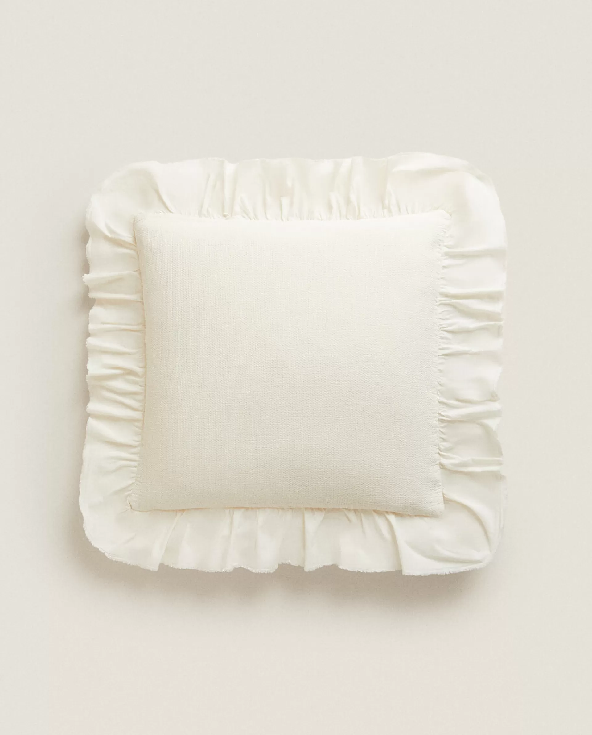 ZARA Home Throw Pillow With Ruffle Trim Cream Cheap