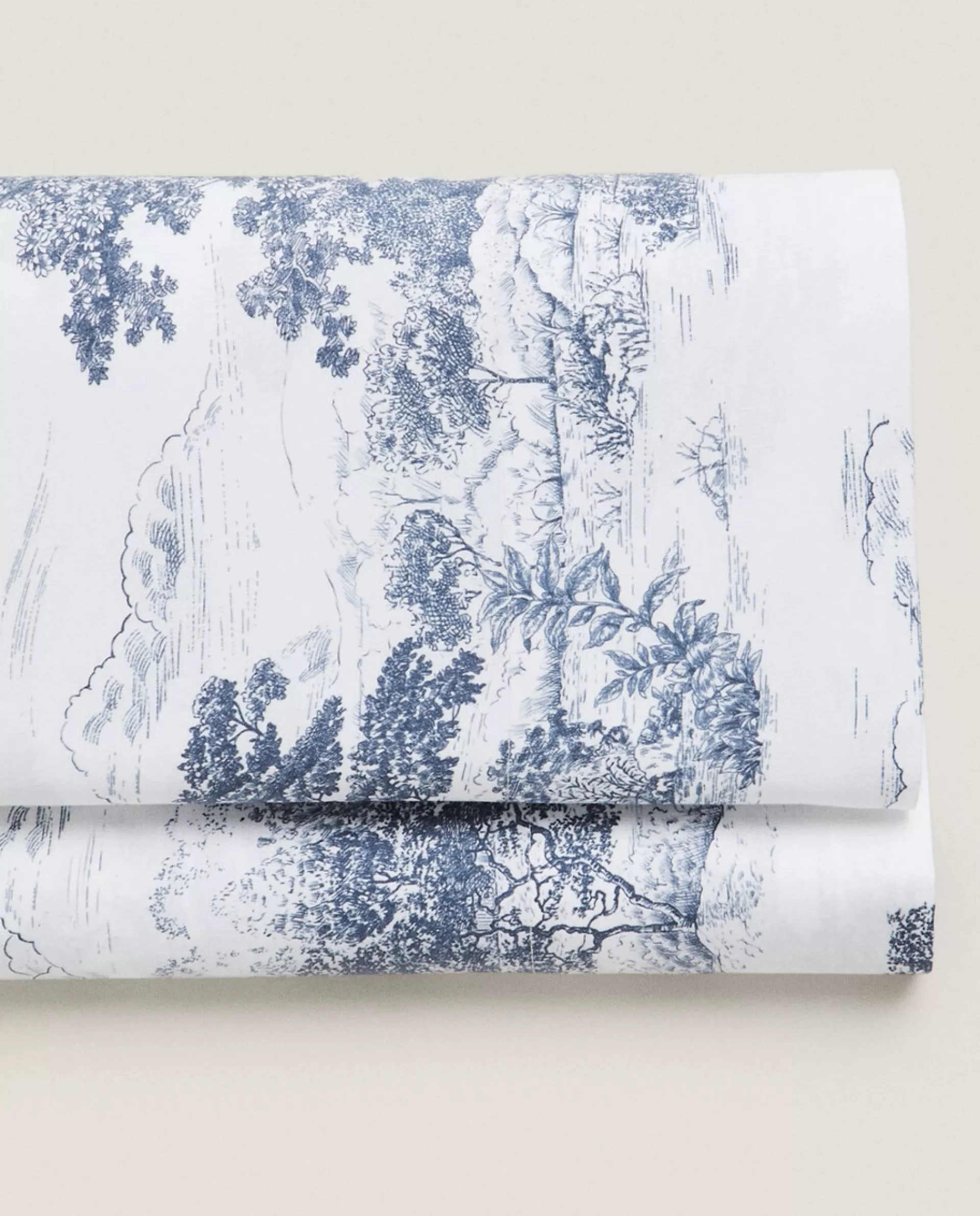 ZARA Home Toile De Jouy Flat Sheet Blue Shop