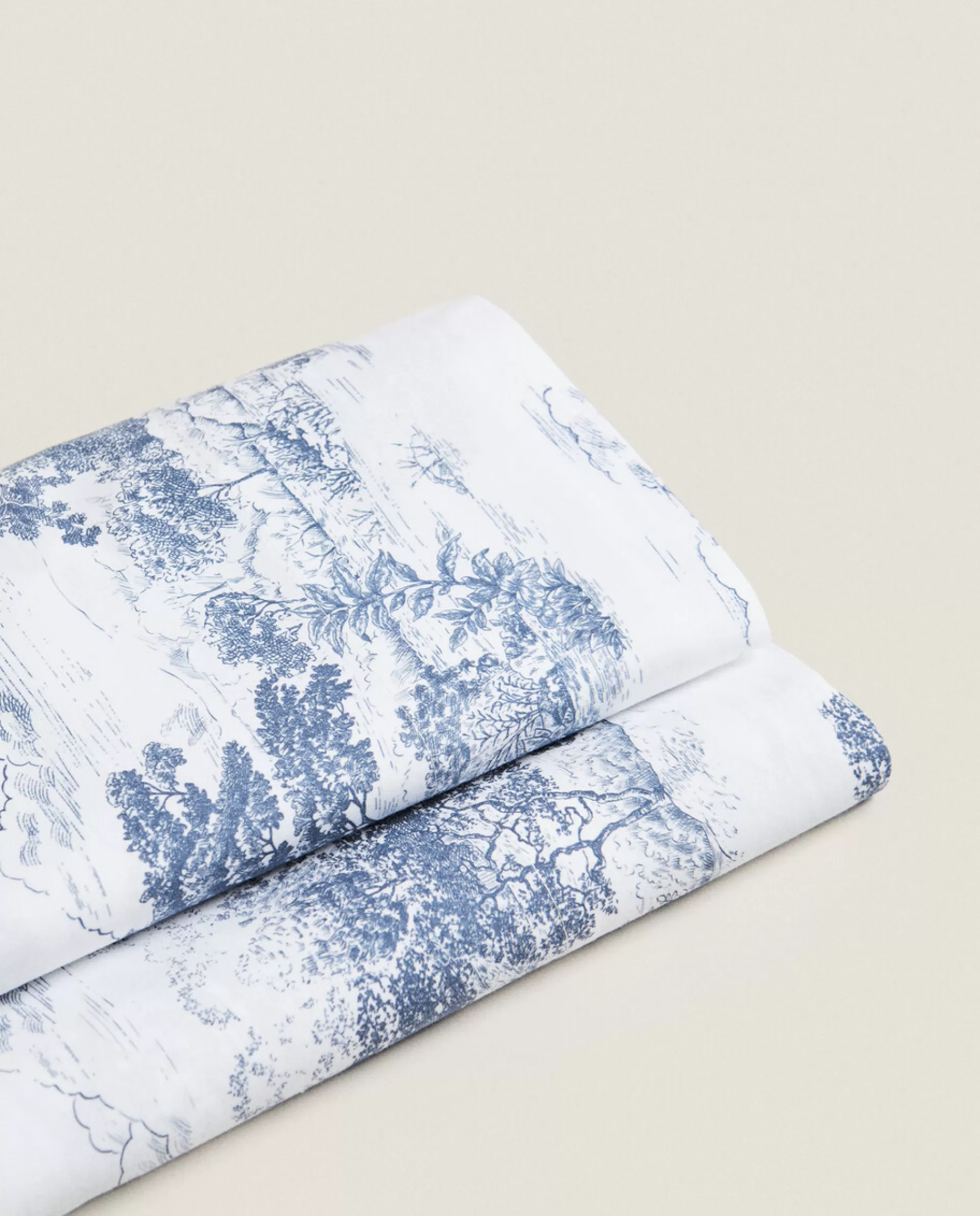 ZARA Home Toile De Jouy Flat Sheet Blue Shop