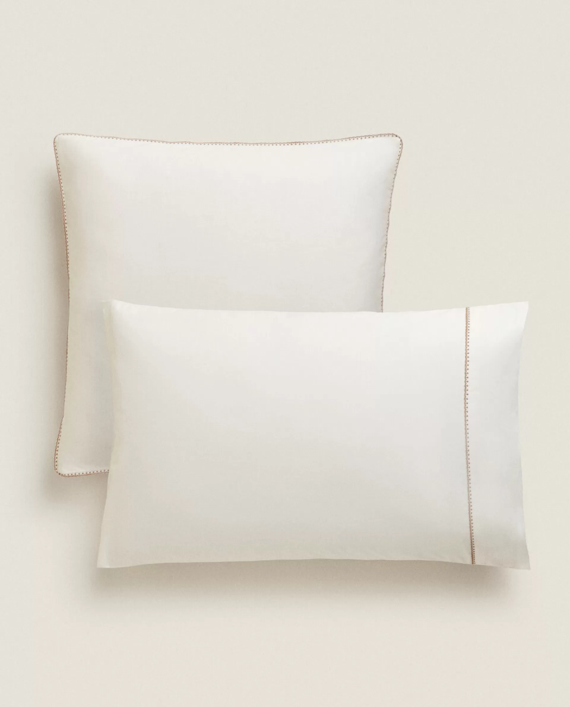ZARA Home Topstitched Pillowcase Oyster White Outlet