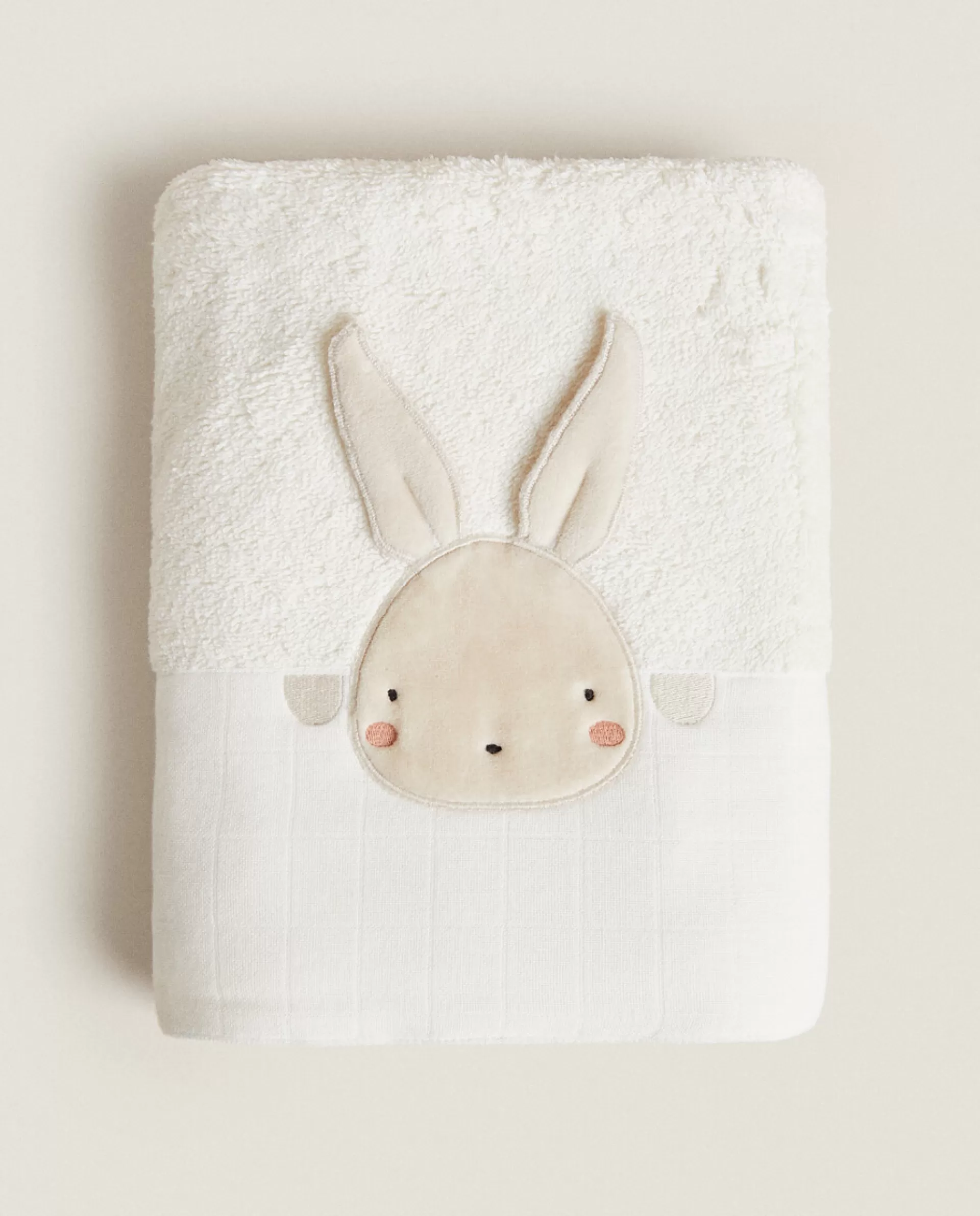 ZARA Home Towel With Bunny Applique Cream Discount